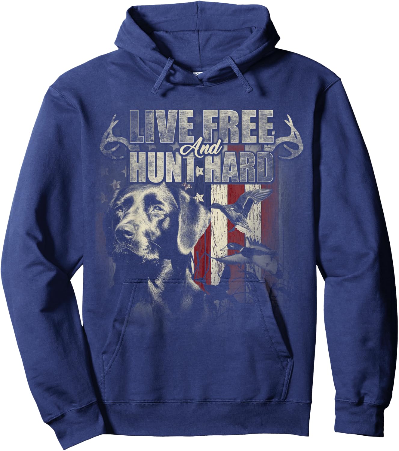 Duck Hunting Shirt Deer Hunting USA Flag Hunters Gift Hoodie - Hoodie | Navy