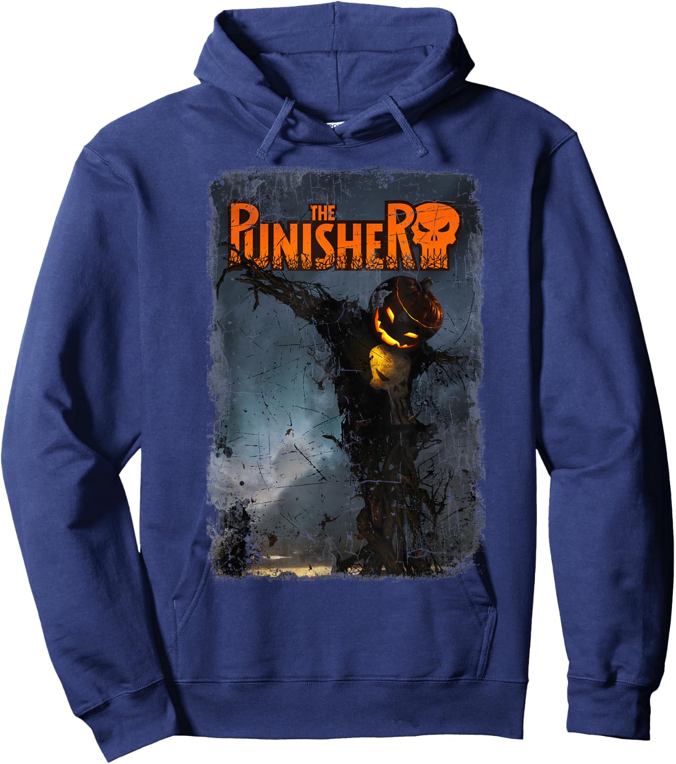 Marvel The Punisher Pumpkin Head Scarecrow Halloween Hoodie - Hoodie | Navy