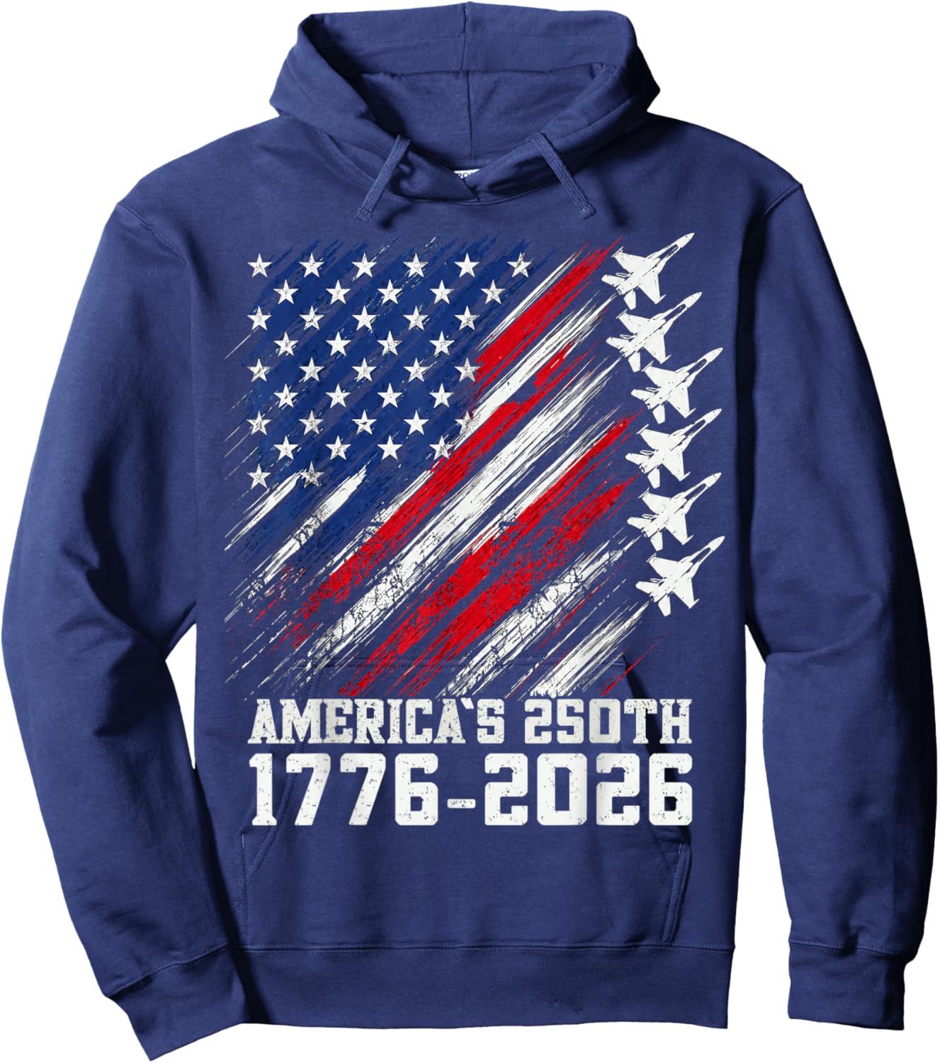 250 Year American Anniversary Fighter Jets 4th of July Boys Hoodie - Hoodie | Navy