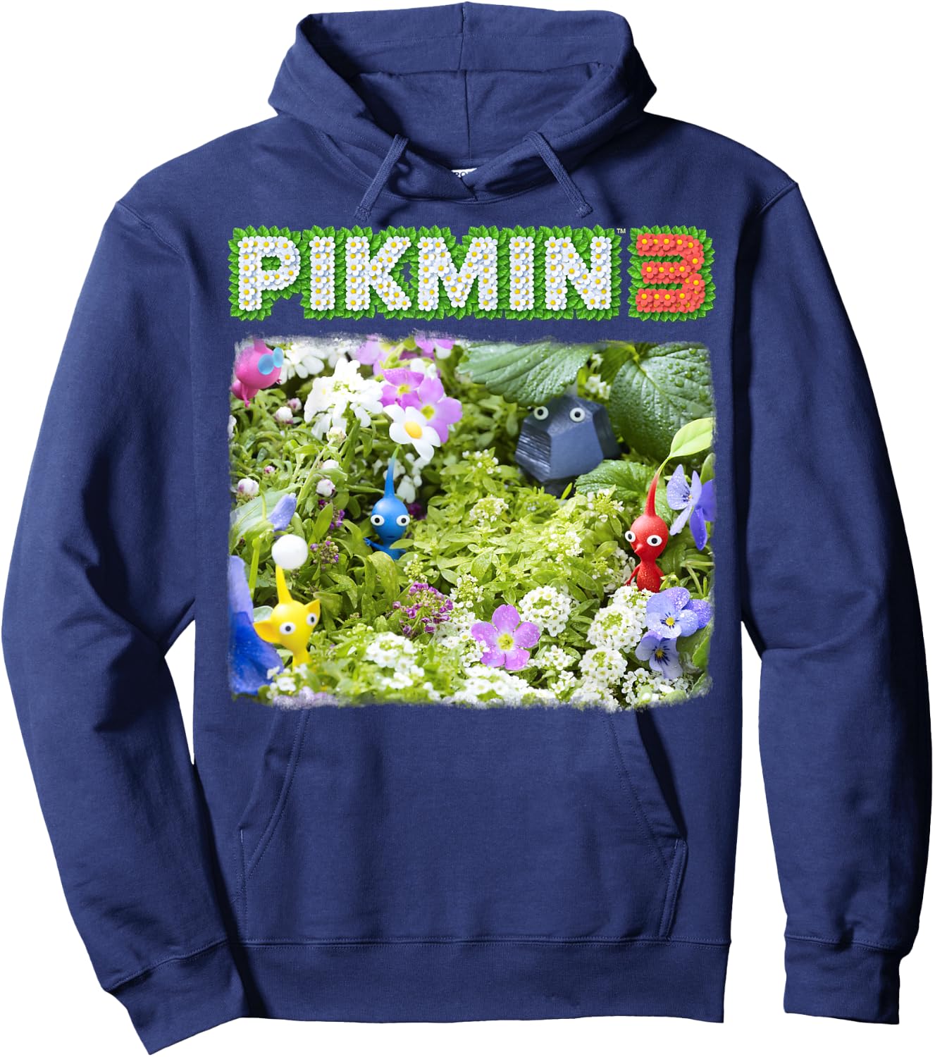 Nintendo Pikmin 3 Floral Logo Poster Hoodie - Hoodie | Navy