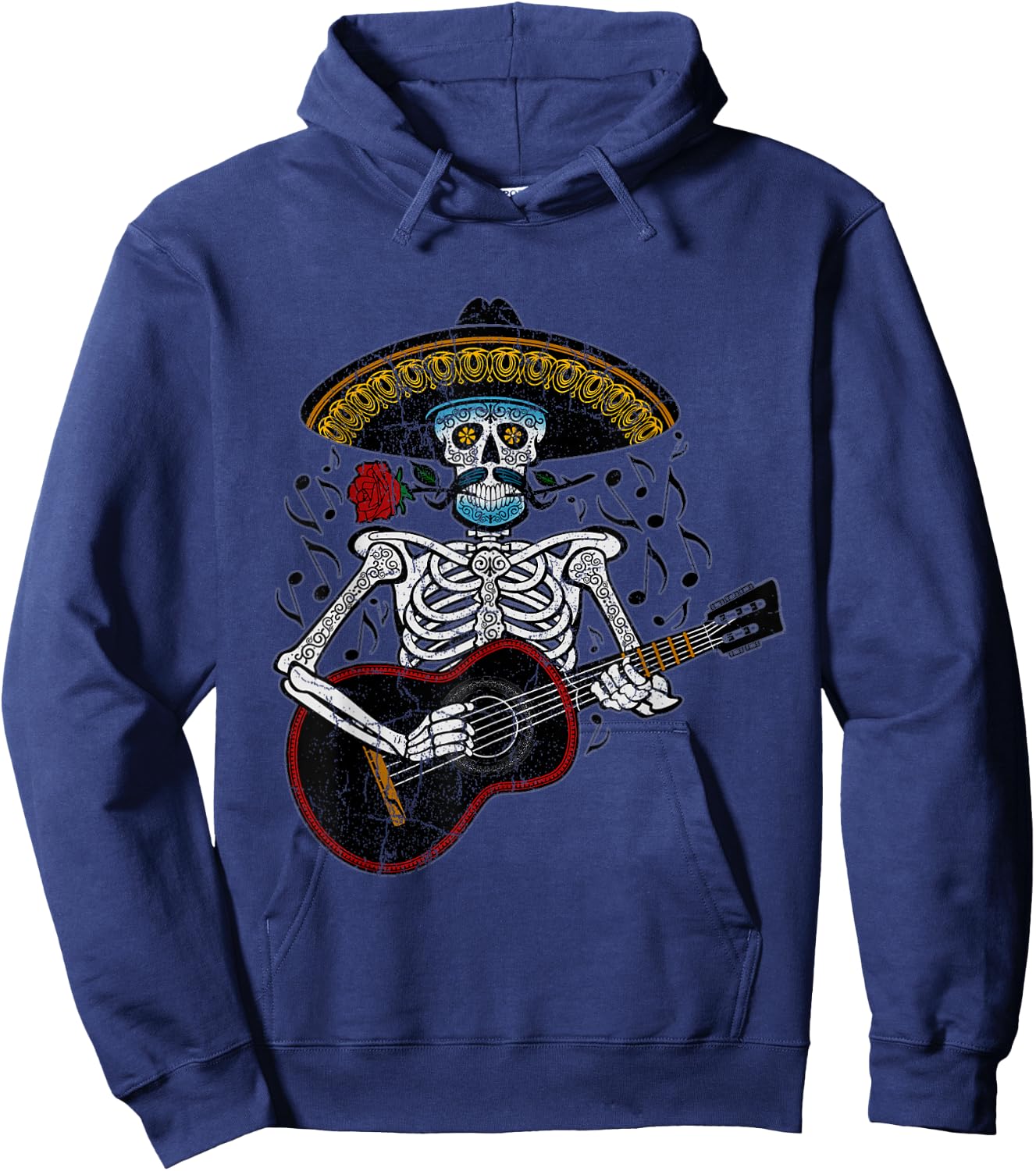 Mariachi Skeleton Playing Guitar Day of The Dead Hoodie - Hoodie | Navy