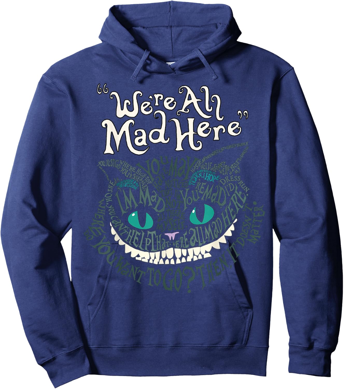 Cheshire Alice Cat We're All Mad Here Wonderland Hoodie - Hoodie | Navy