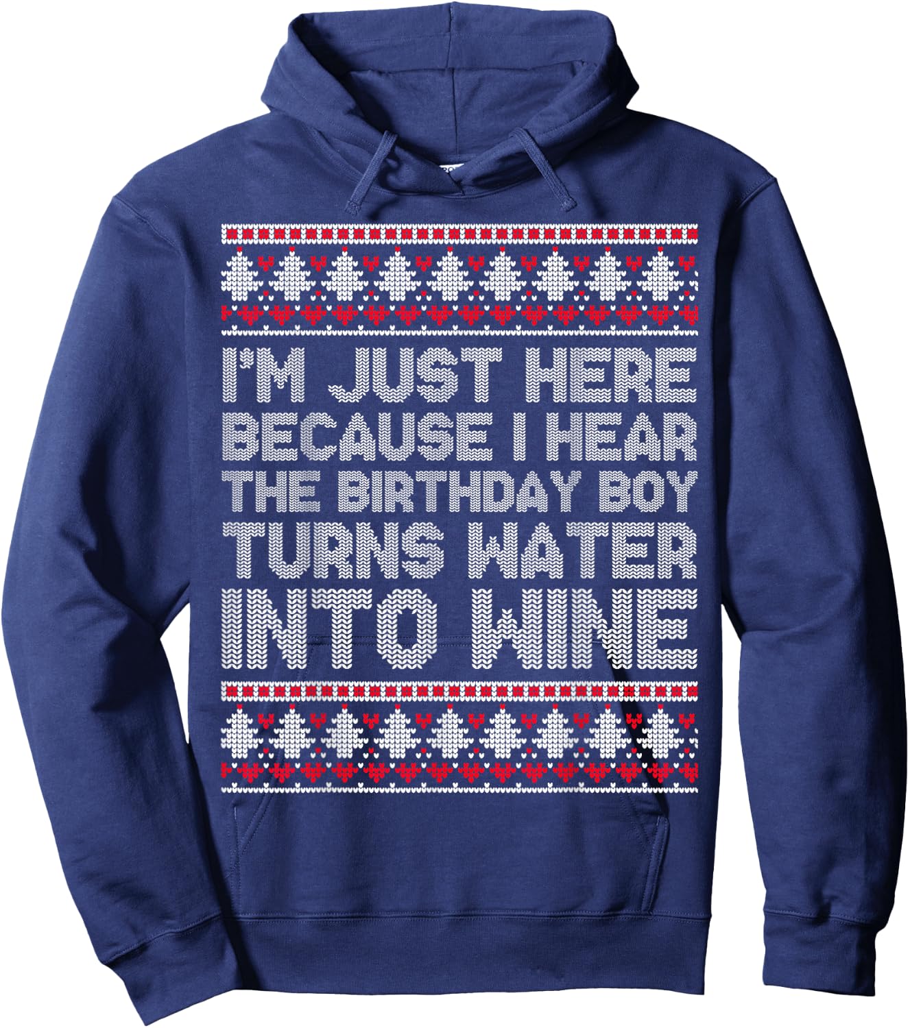 Turns Water Into Wine Jesus Christian Christmas Ugly Sweater Hoodie - Hoodie | Navy