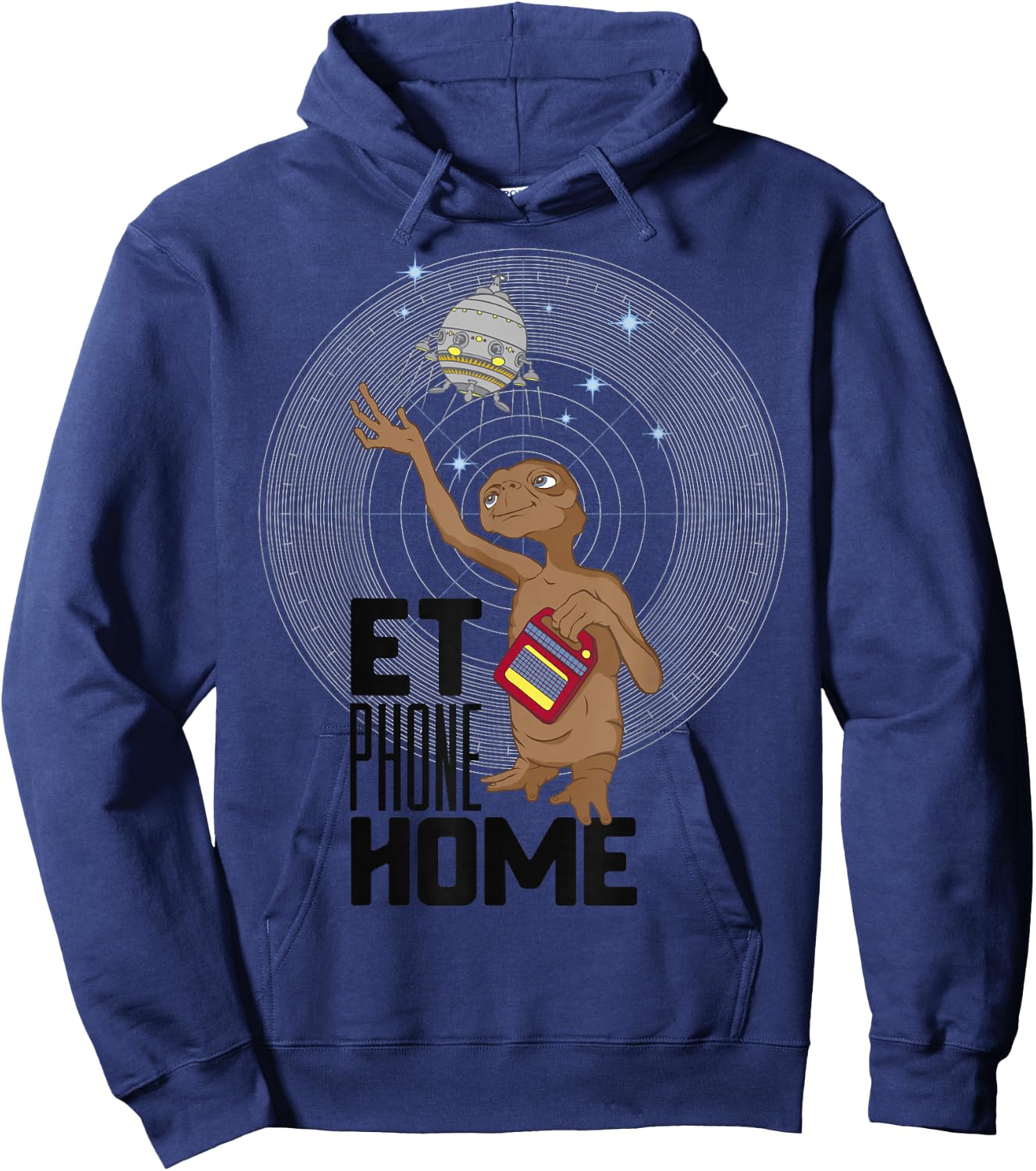 E.T. Phone Home Spaceship Flying Away Graphic Hoodie - Hoodie | Navy