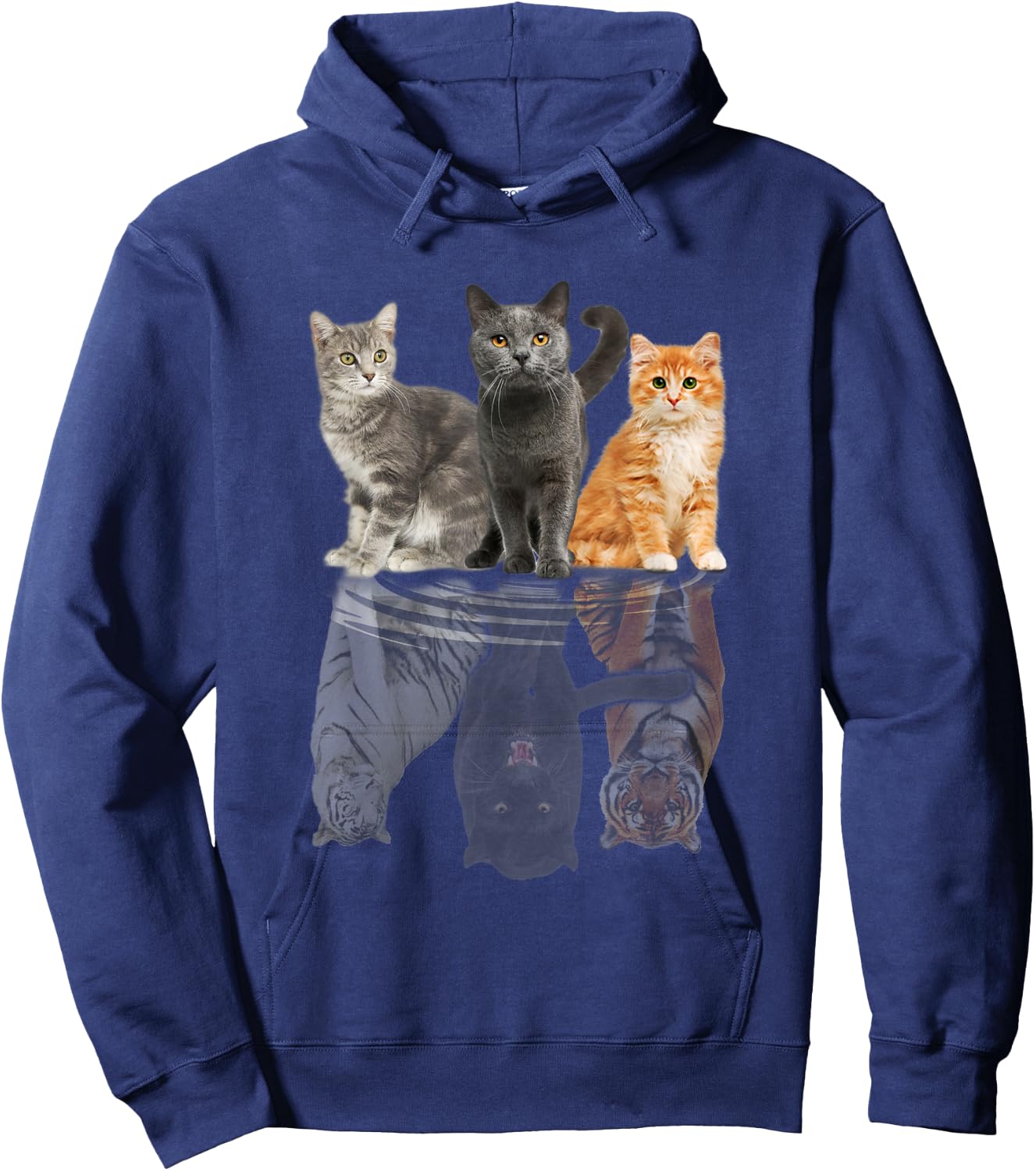 Cats Reflection Mirror Puma Cheetah Tiger Funny Cat Lover Men Women Kids Hoodie - Hoodie | Navy