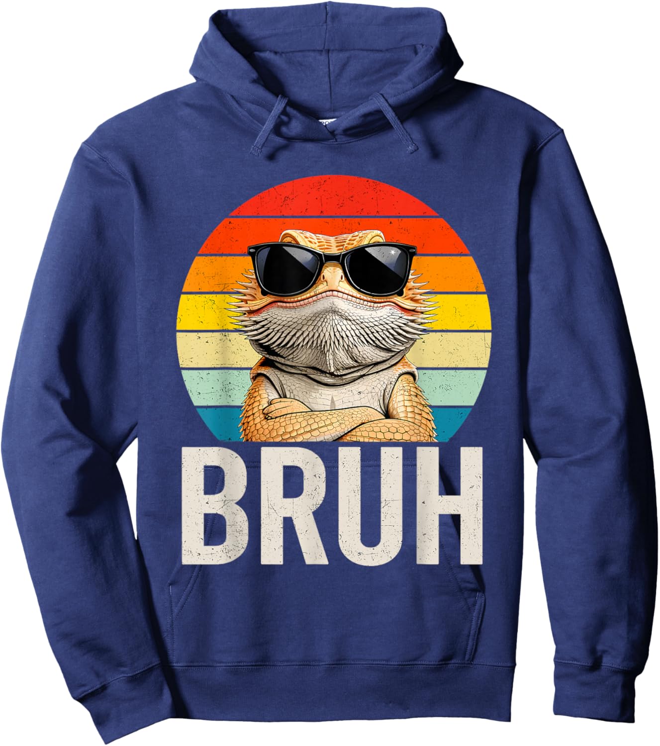 Retro Bruh Bearded Dragon Cool for Lizard Lover Boys Hoodie - Hoodie | Navy