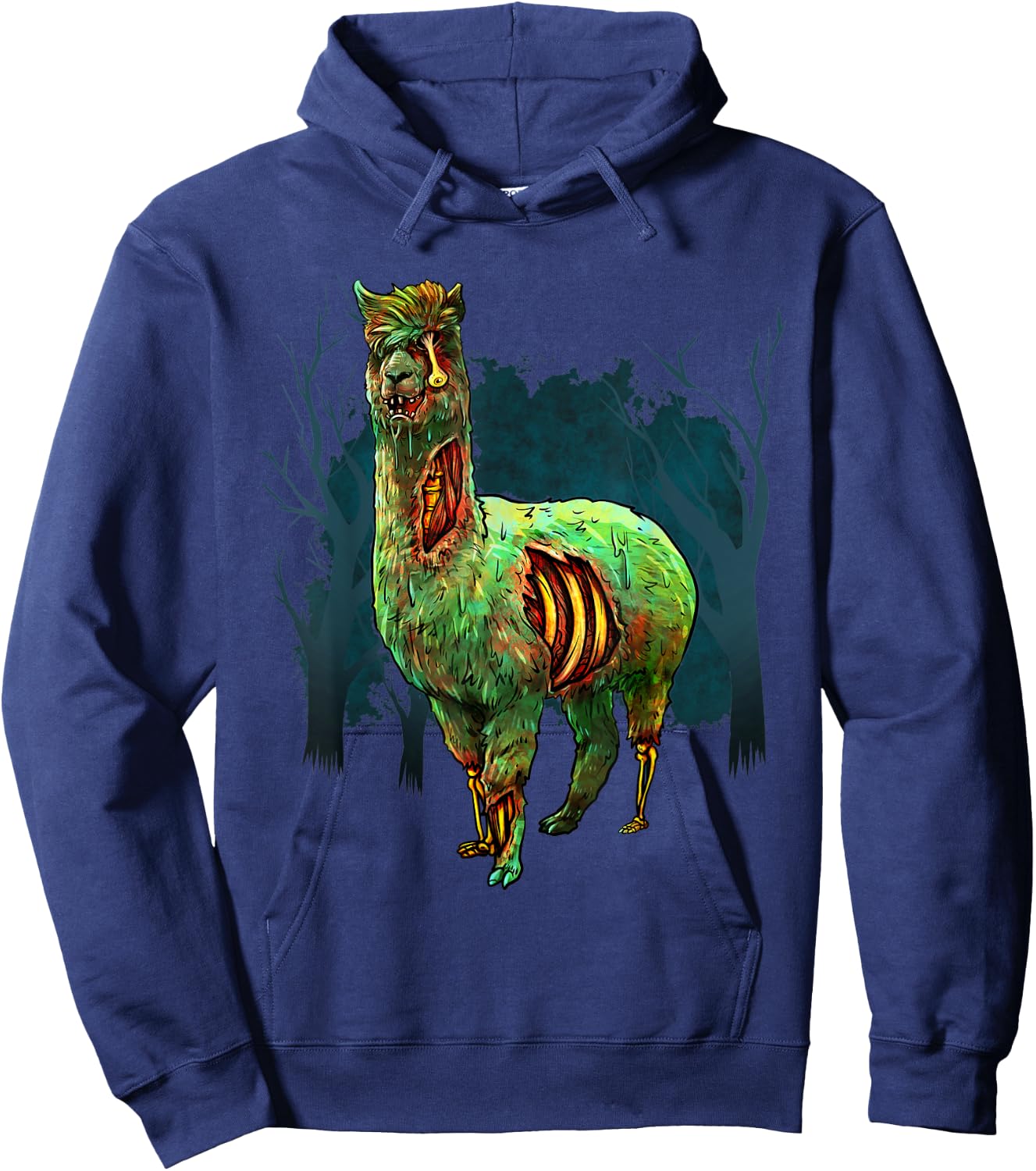 Halloween Llama Zombie Scary Spooky Drawing Graphic Gift Hoodie - Hoodie | Navy
