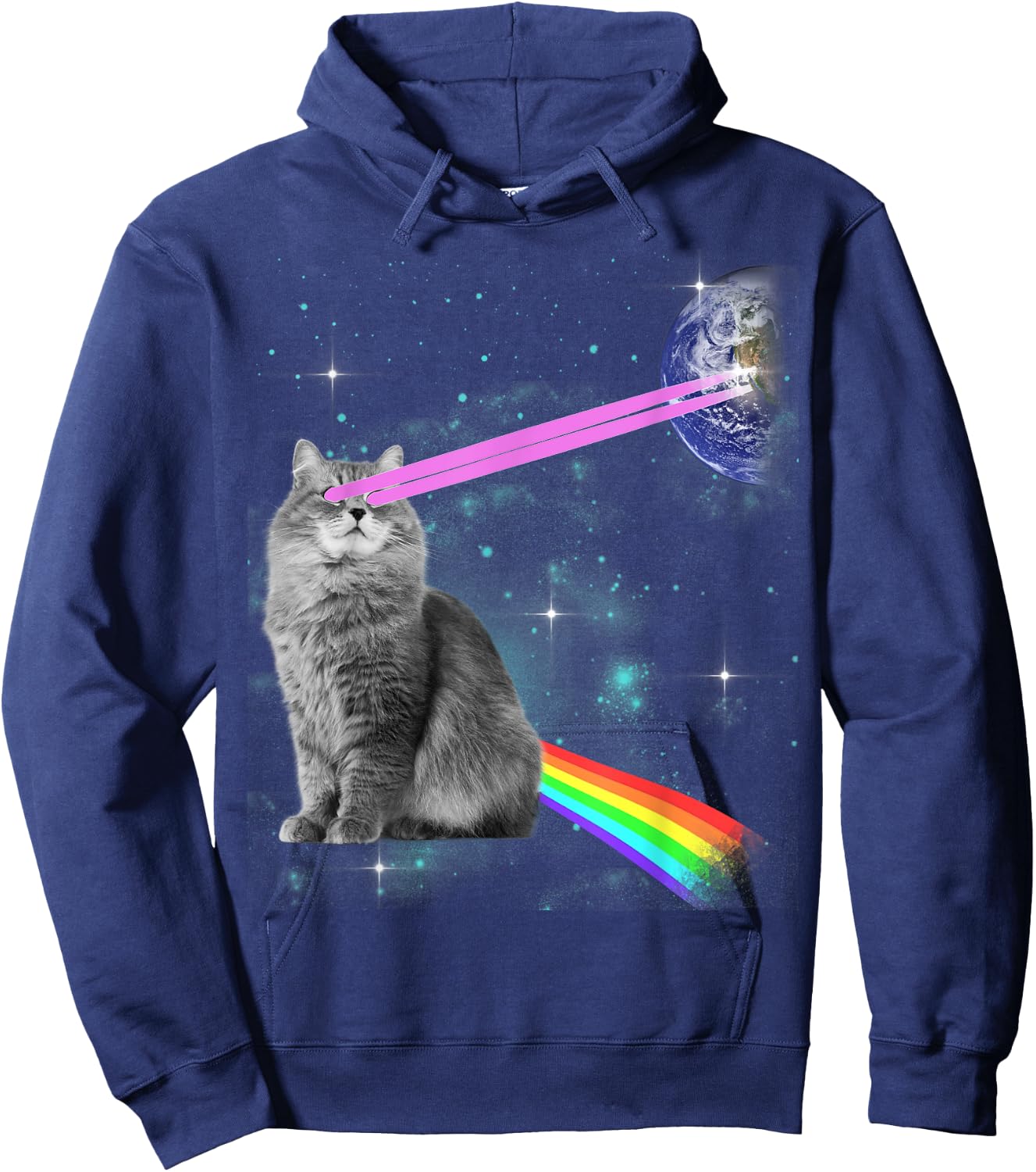Laser Eyes Space Cat Women Kids Hoodie - Hoodie | Navy