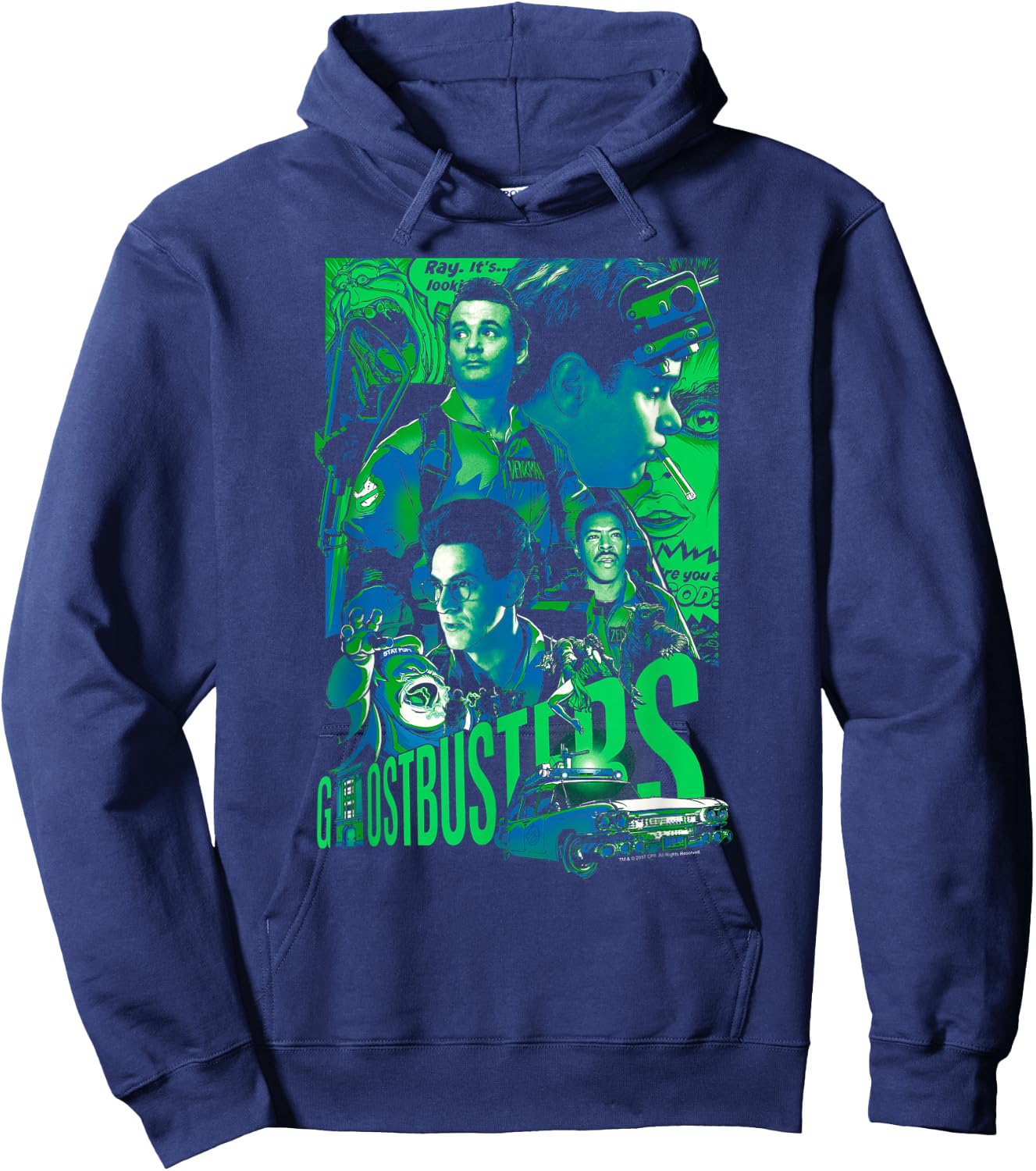 Ghostbusters Joshua Budich Illustrated Poster Retro Movie Hoodie - Hoodie | Navy