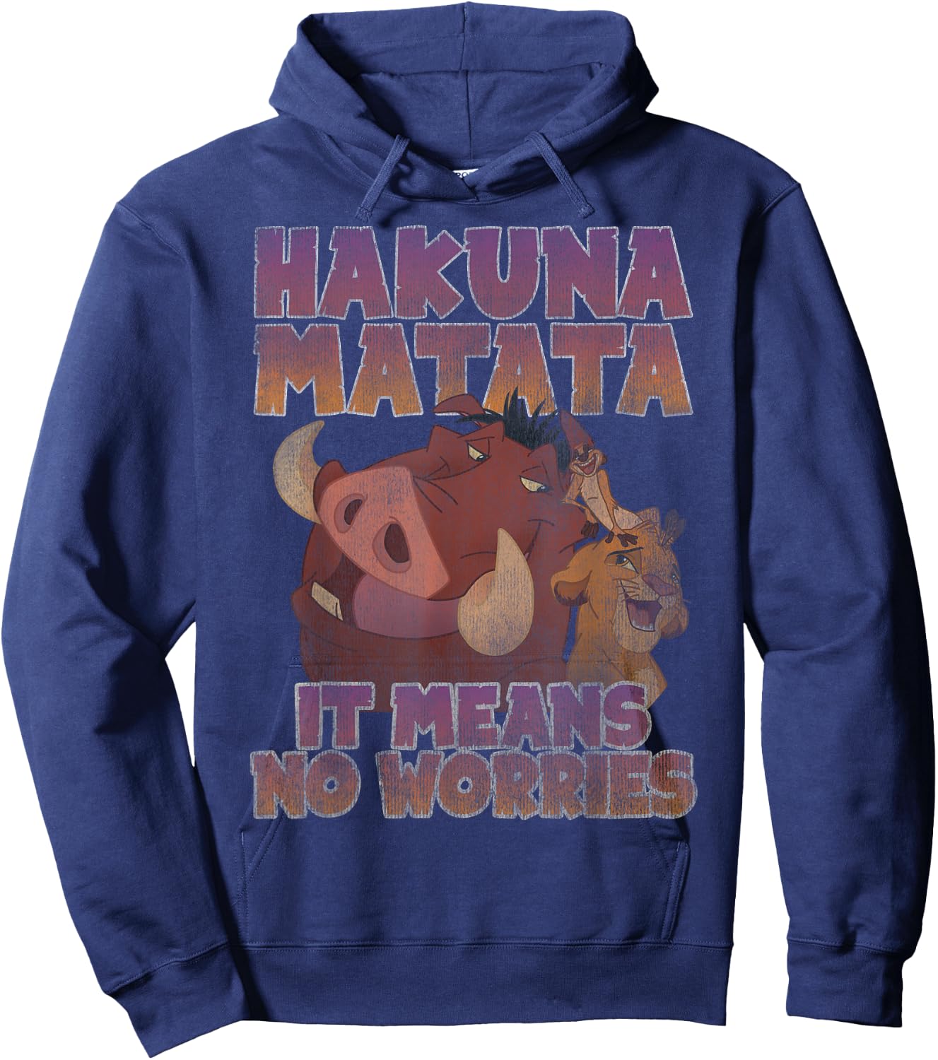 Disney The Lion King Hakuna Matata Distressed Group Shot Hoodie - Hoodie | Navy