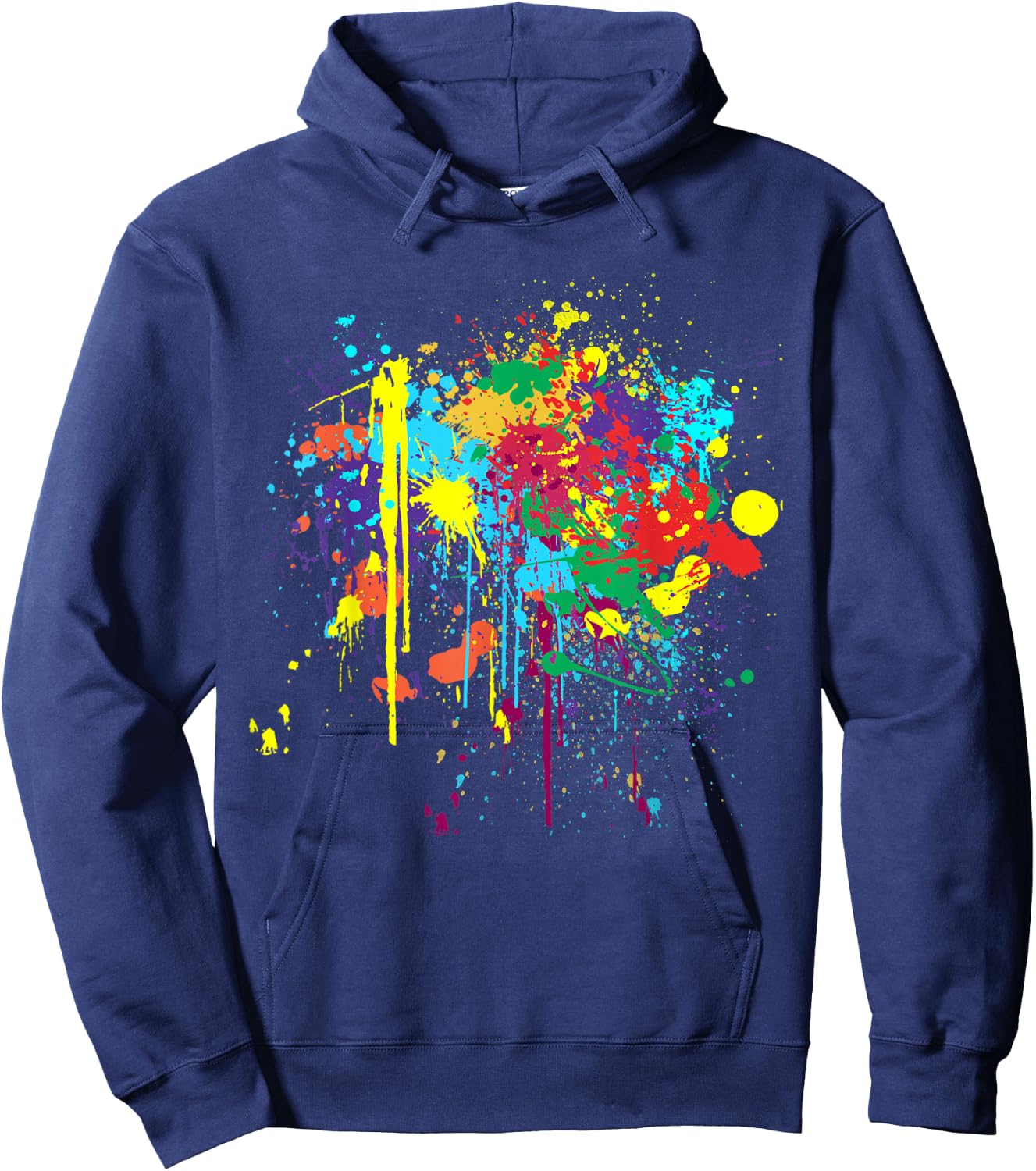 Colourful Messy Paint Splashed Hoodie - Hoodie | Navy