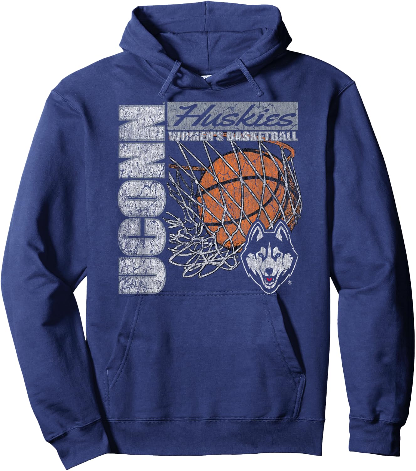 Connecticut Huskies Women's Basketball Vintage 90's Navy Hoodie - Hoodie | Navy