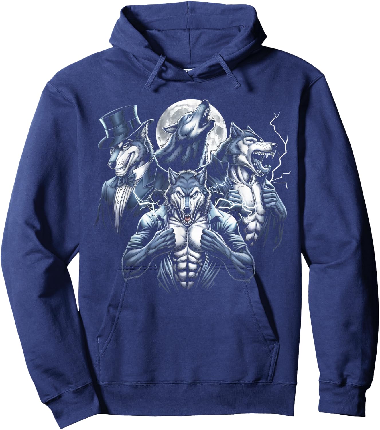 Werewolf Alpha Wolf Meme Male Art Artwork Lycanthrope Hoodie - Hoodie | Navy