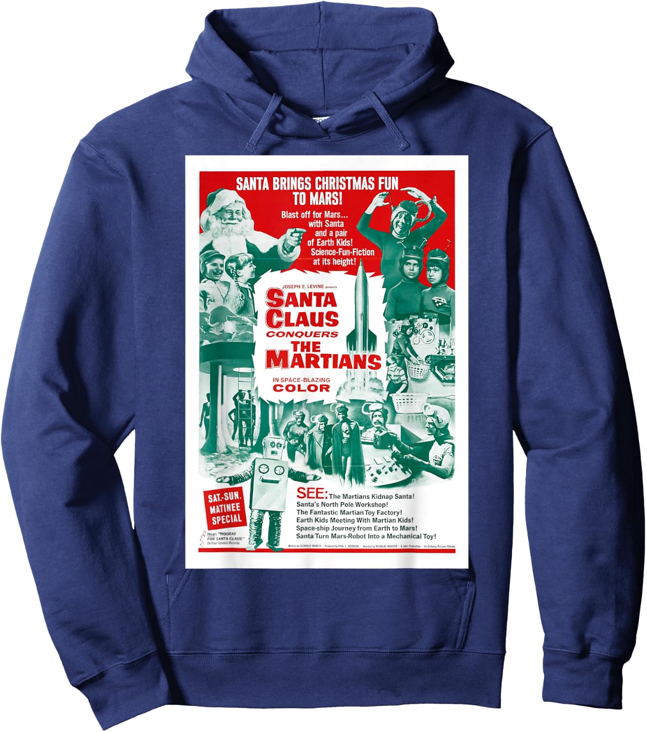 Santa Claus Conquers the Martians Movie Poster Hoodie - Hoodie | Navy