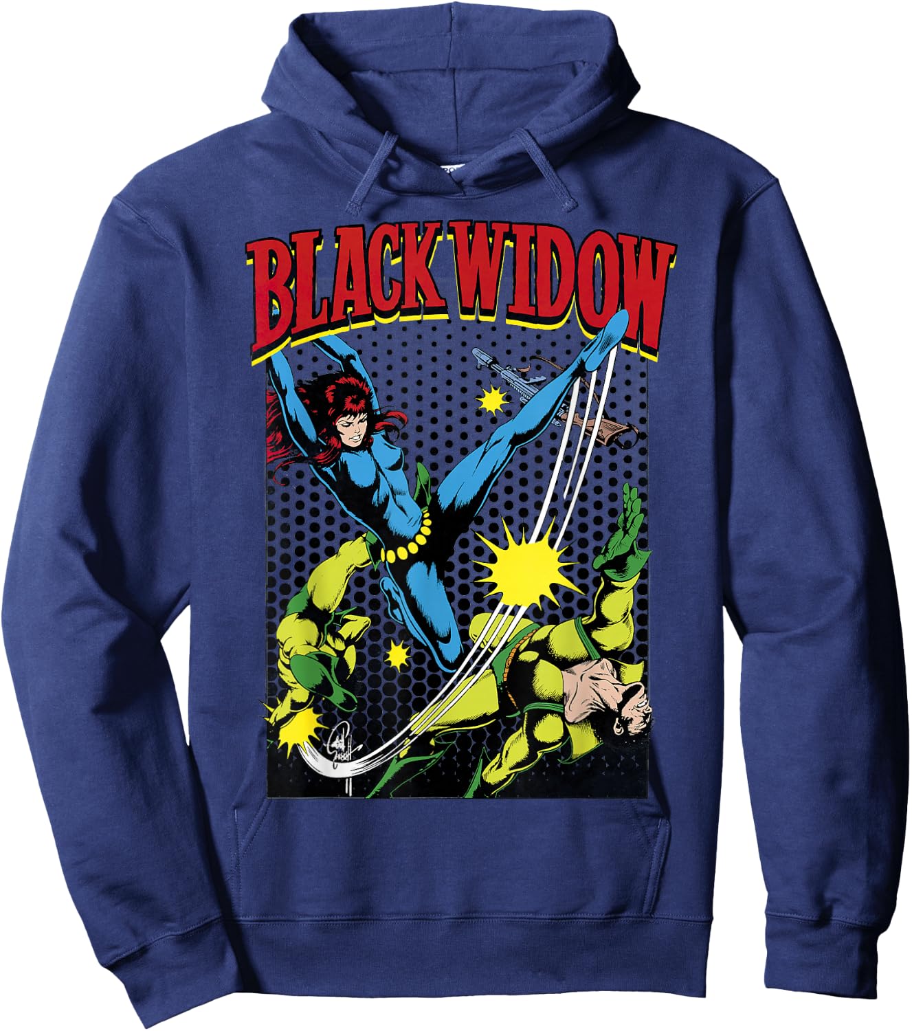 Marvel Black Widow Classic Retro Comic Swing Graphic Hoodie - Hoodie | Navy