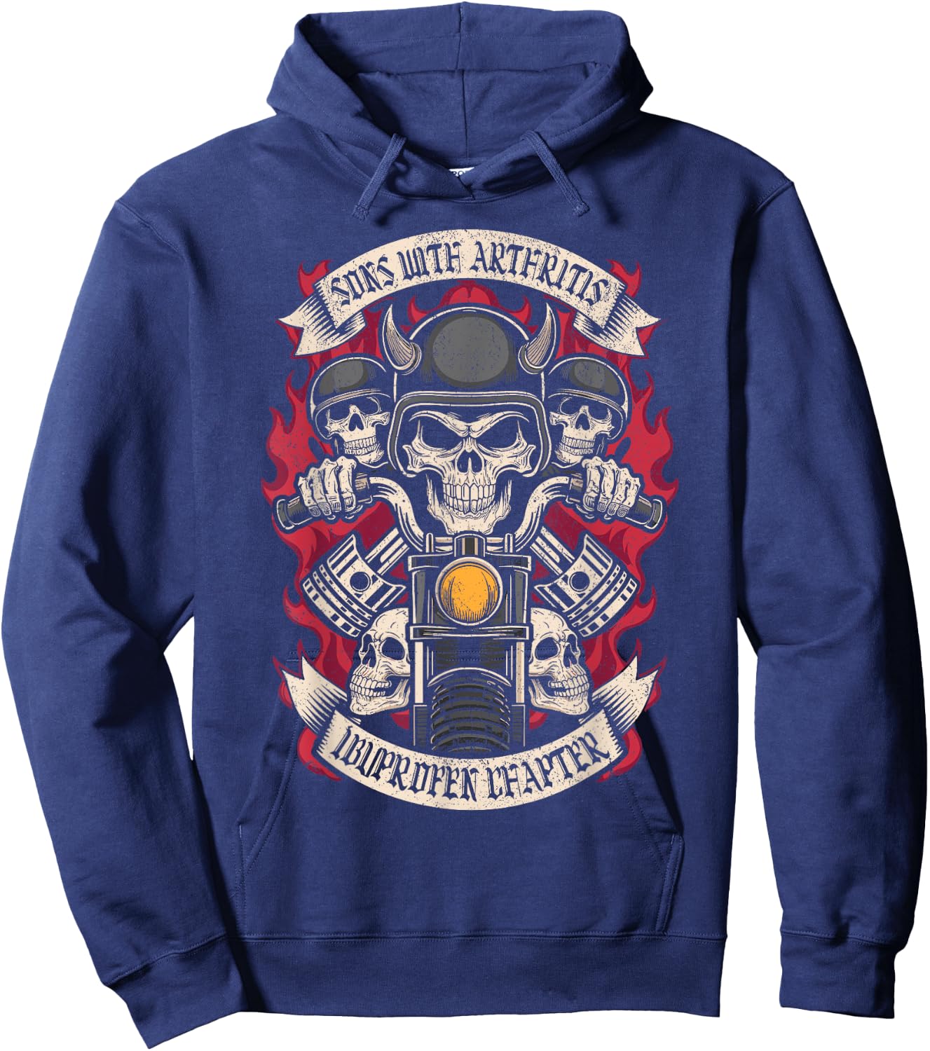 Sons with Arthritis Ibuprofen Chapter Skulls Motorcycle Men Hoodie - Hoodie | Navy