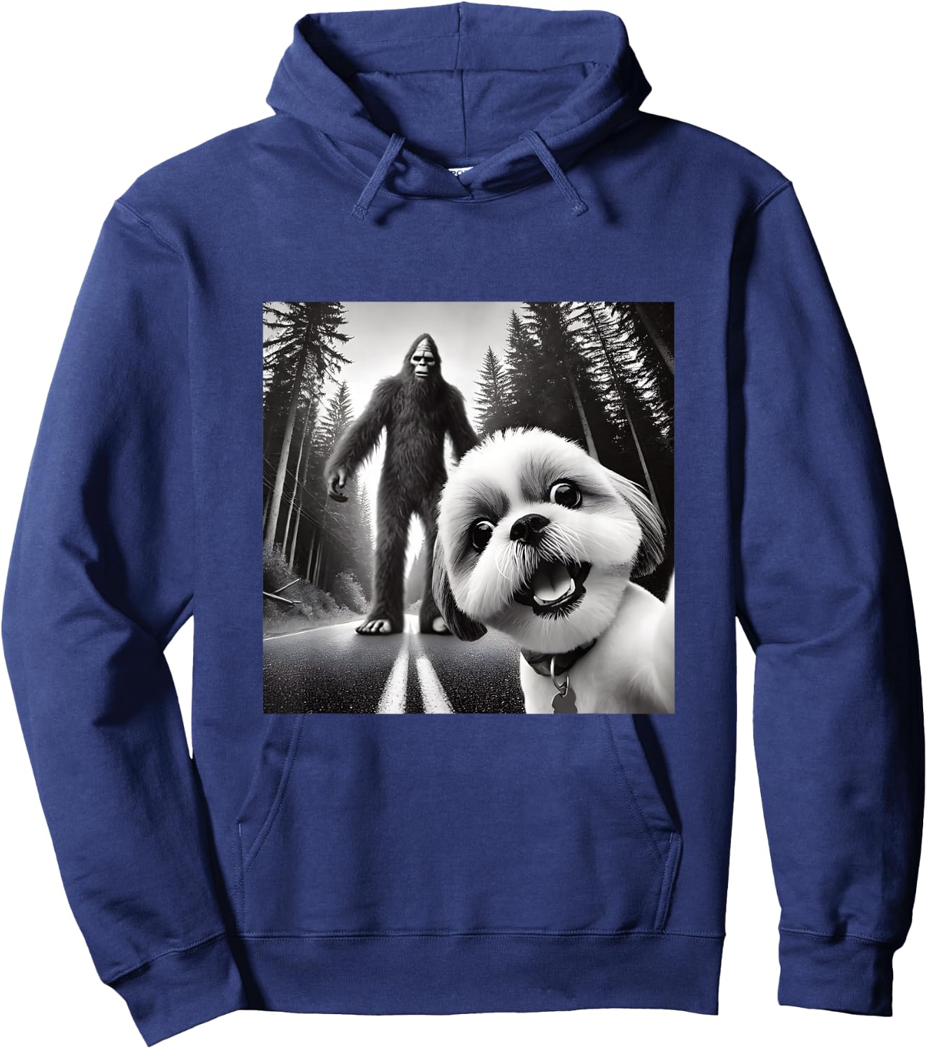 Shih tzu and Bigfoot Adventure in Forest Hoodie - Hoodie | Navy
