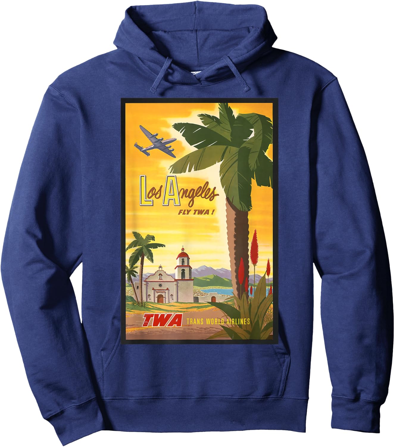 Los Angeles Fly TWA Retro Vintage Poster Design Hoodie - Hoodie | Navy