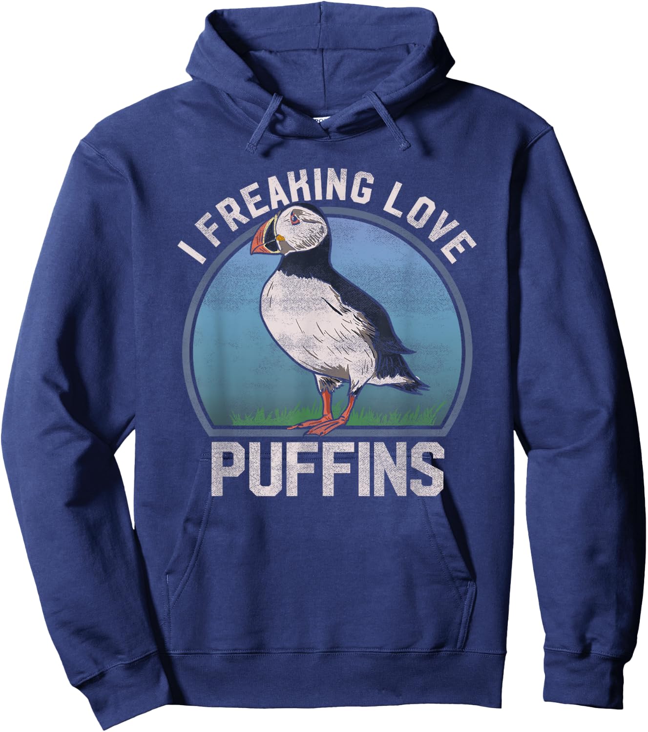 "I Freaking Love Puffins" Funny Seabird Puffin T Shirt Hoodie - Hoodie | Navy