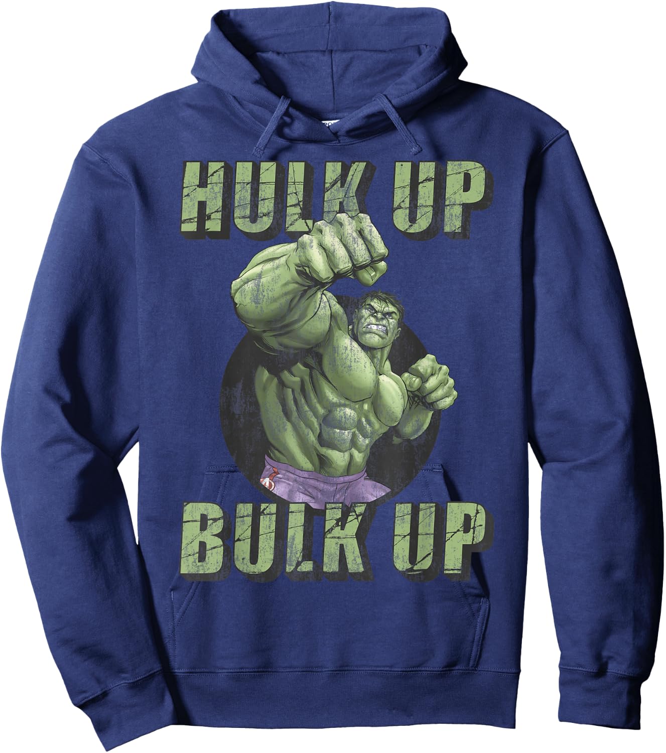 Marvel The Incredible Hulk Tough Hulk Up Bulk Up Badge Hoodie - Hoodie | Navy