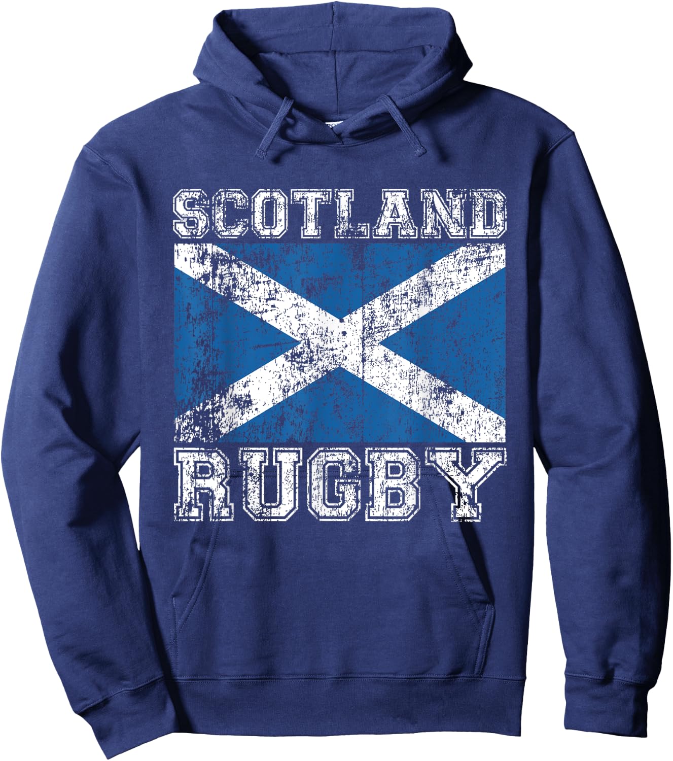 Scotland Rugby - Vintage Style Saltire Scottish Flag Hoodie - Hoodie | Navy