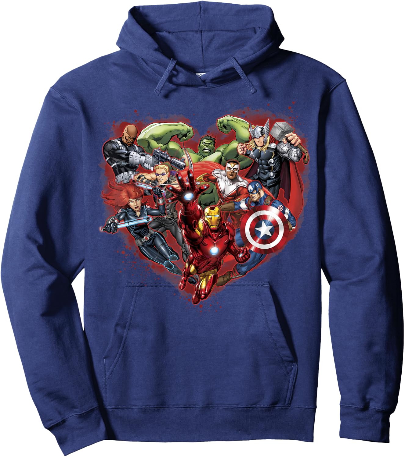 Marvel Avengers Heart Group Shot Valentine Graphic Hoodie - Hoodie | Navy