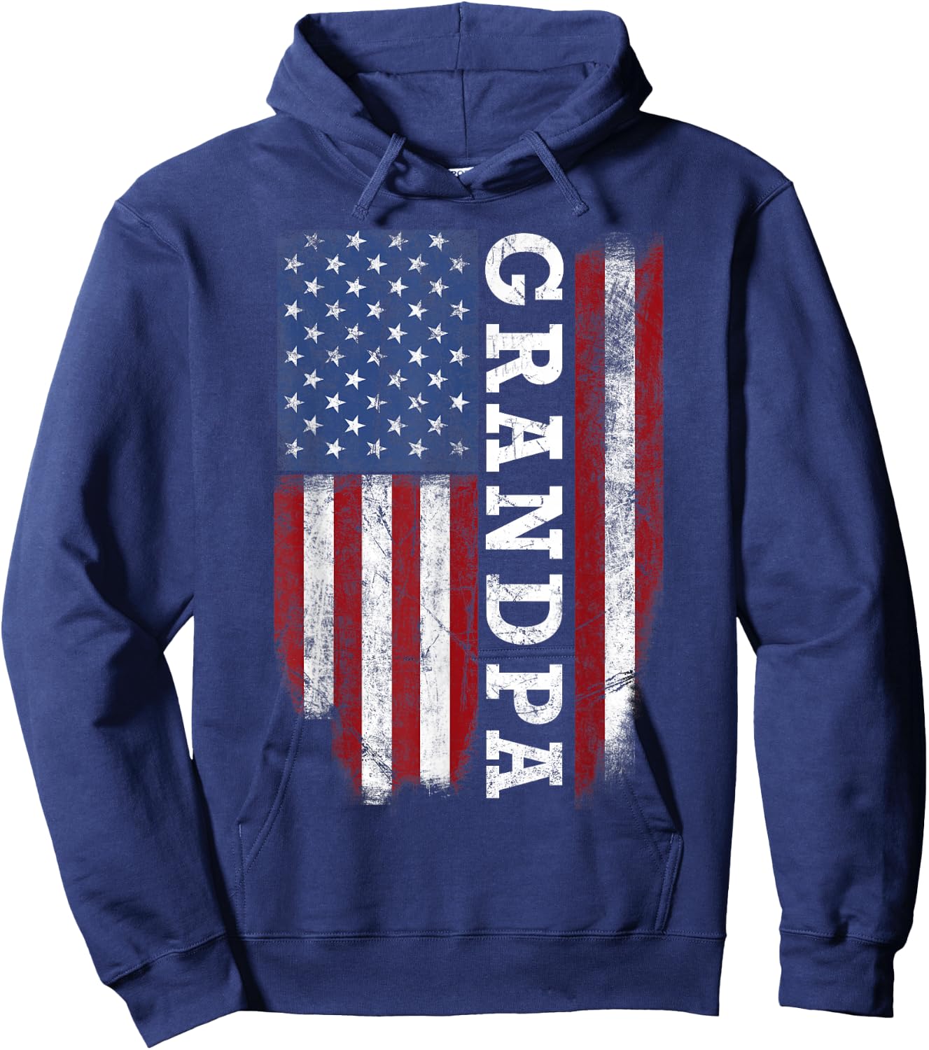 Grandpa Flag Shirt - USA American Flag for Proud Grandfather Men Hoodie - Hoodie | Navy