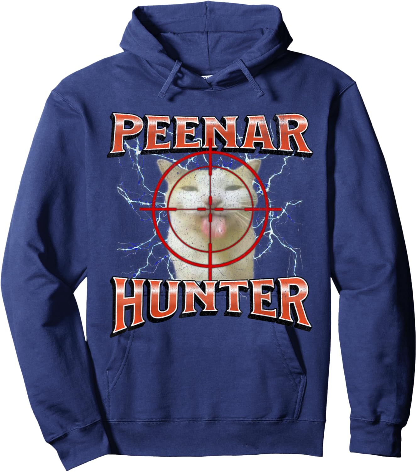 Peenar Hunter Funny Offensive Cat Meme Bootleg Graphic Hoodie - Hoodie | Navy