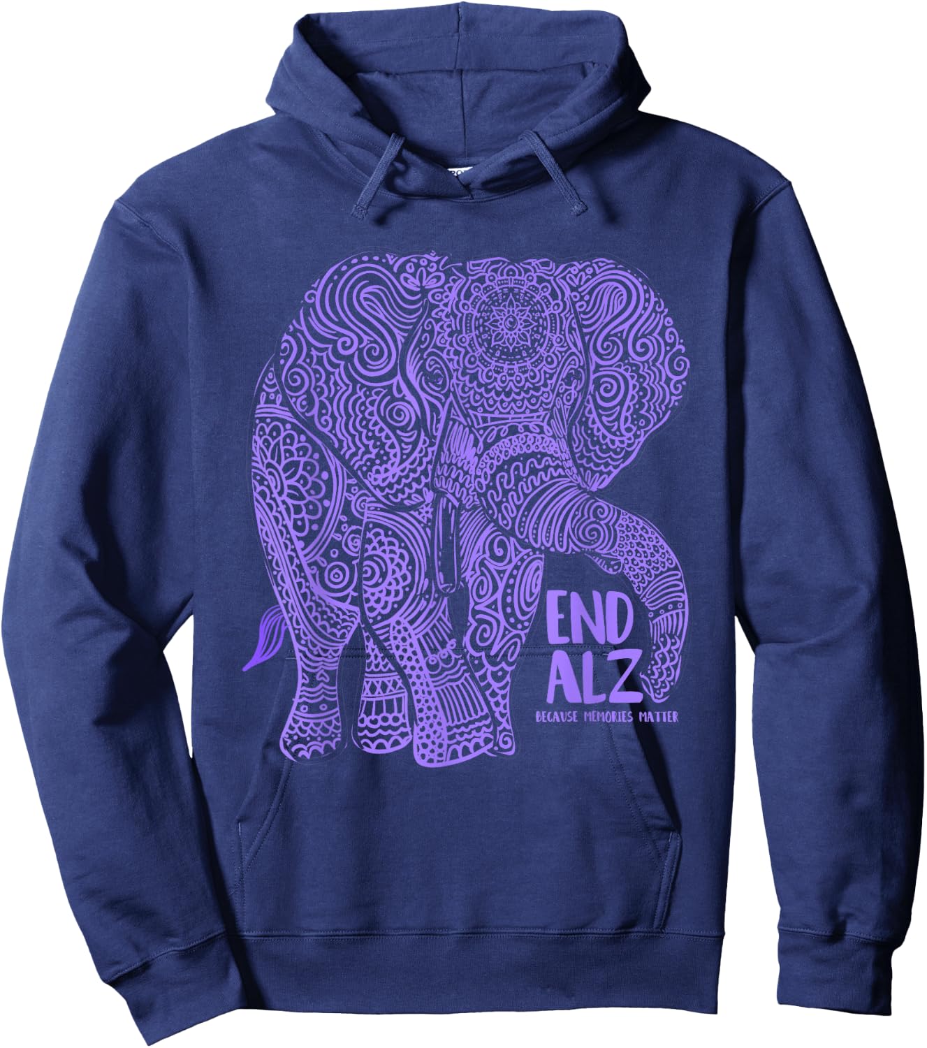 Purple Elephant Alzheimer Awareness Apparel & Gifts, END ALZ Small Hoodie - Hoodie | Navy