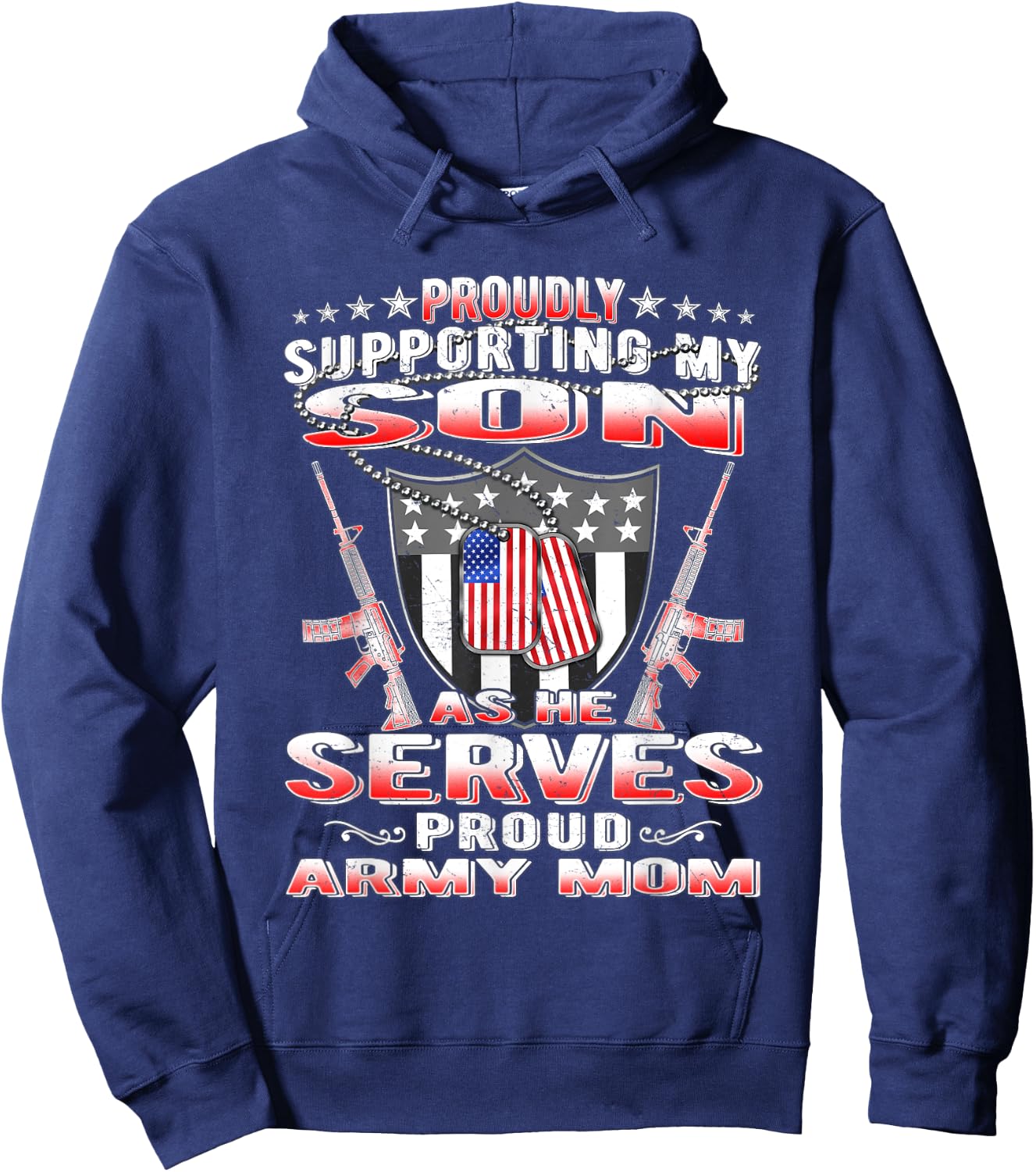 Support My Son My Soldier Proud Army Mom Shirt Mother Gifts Hoodie - Hoodie | Navy
