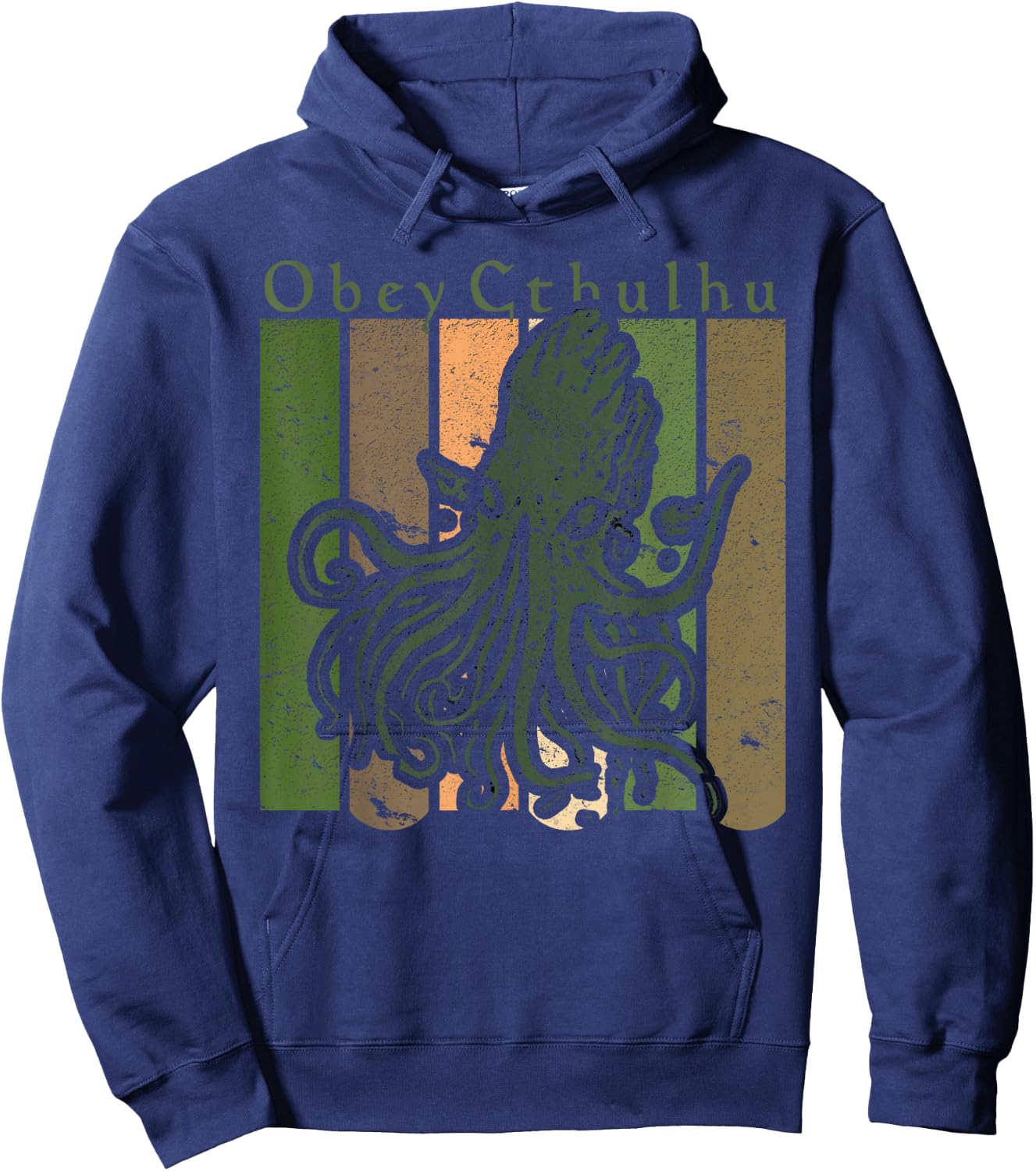 Obey Cthulhu Retro Vintage-Style Hoodie - Hoodie | Navy