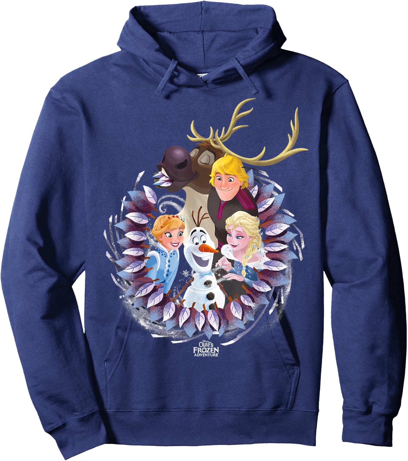 Disney Frozen Christmas Wreath Group Shot Graphic Hoodie - Hoodie | Navy