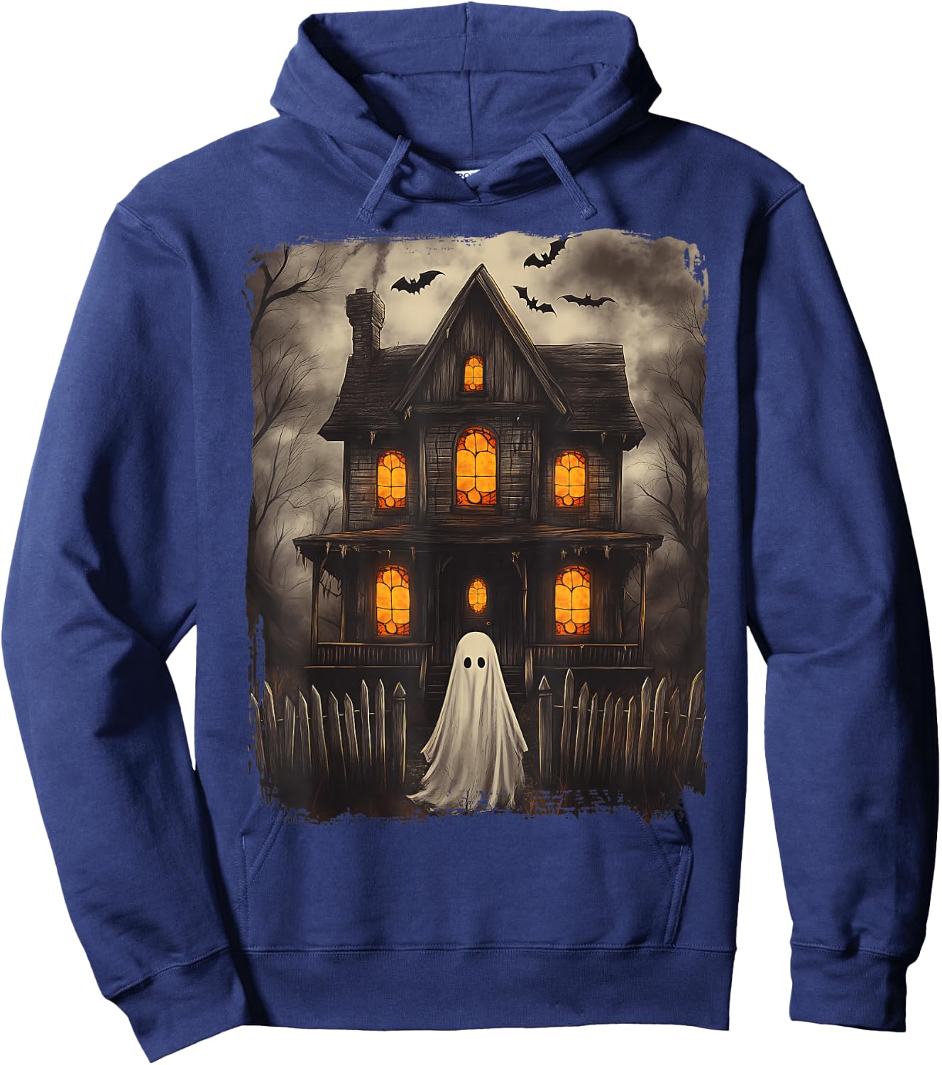 Vintage Ghost Haunted House Scary Halloween Costume Spooky Hoodie - Hoodie | Navy