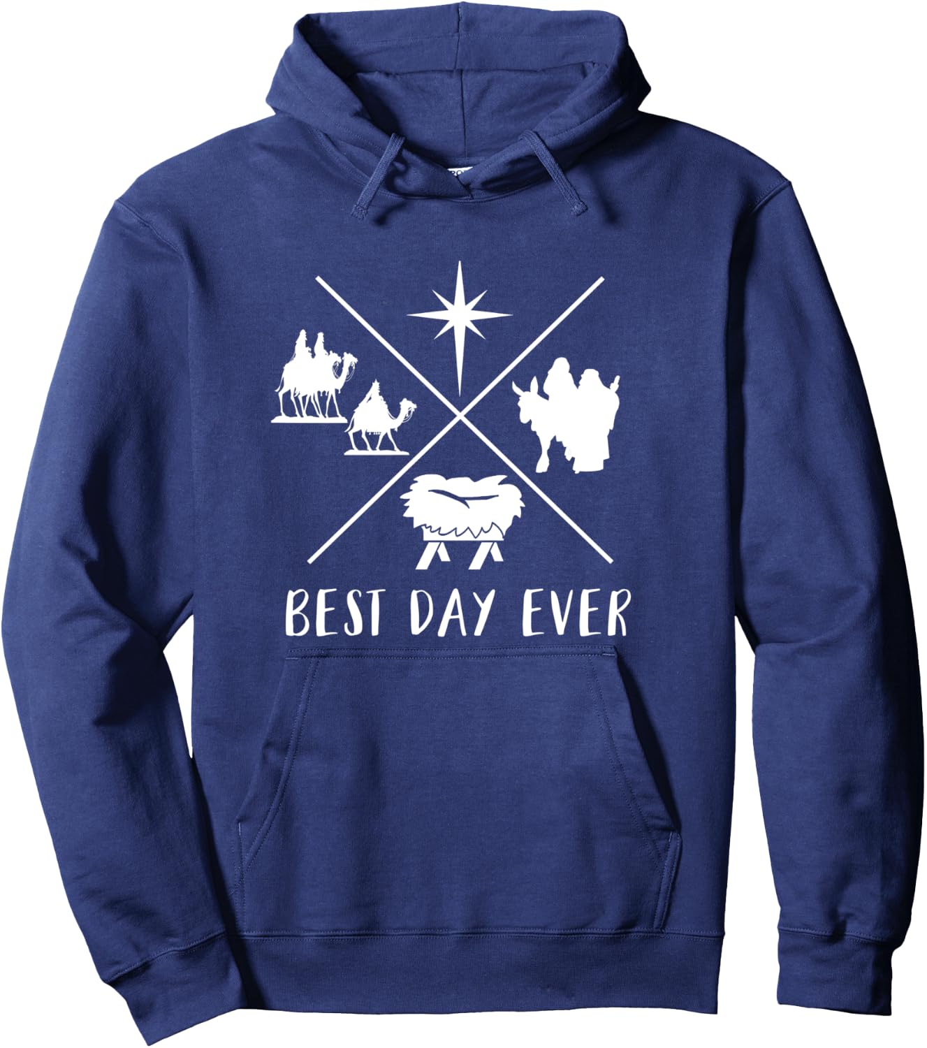 Modern Nativity Scene Best Day Ever Christmas Hoodie - Hoodie | Navy