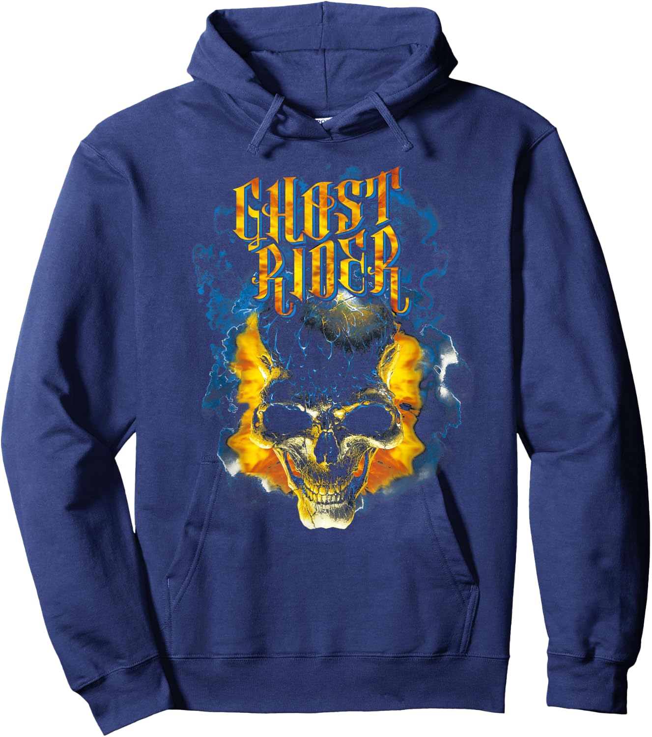 Marvel Ghost Rider Skull Urban Street Flames Graphic Hoodie - Hoodie | Navy