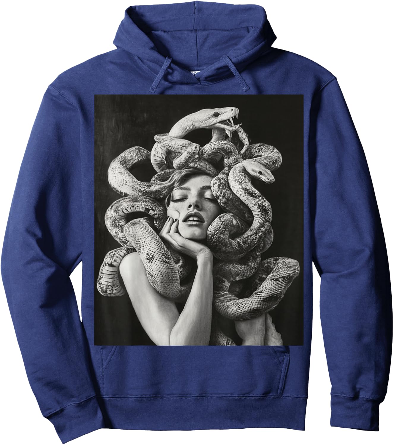 Goth Medusa Tops Black Gothic White Design Snake Hoodie - Hoodie | Navy