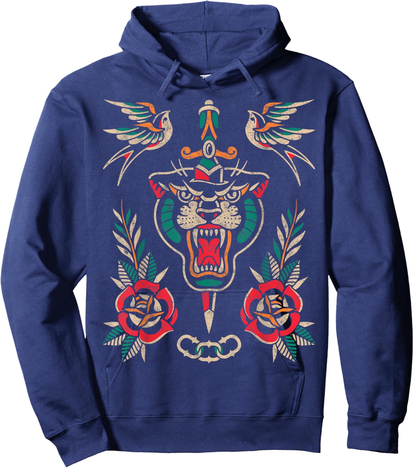 Vintage American Traditional Old School Tattoos Ink Artist Hoodie - Hoodie | Navy