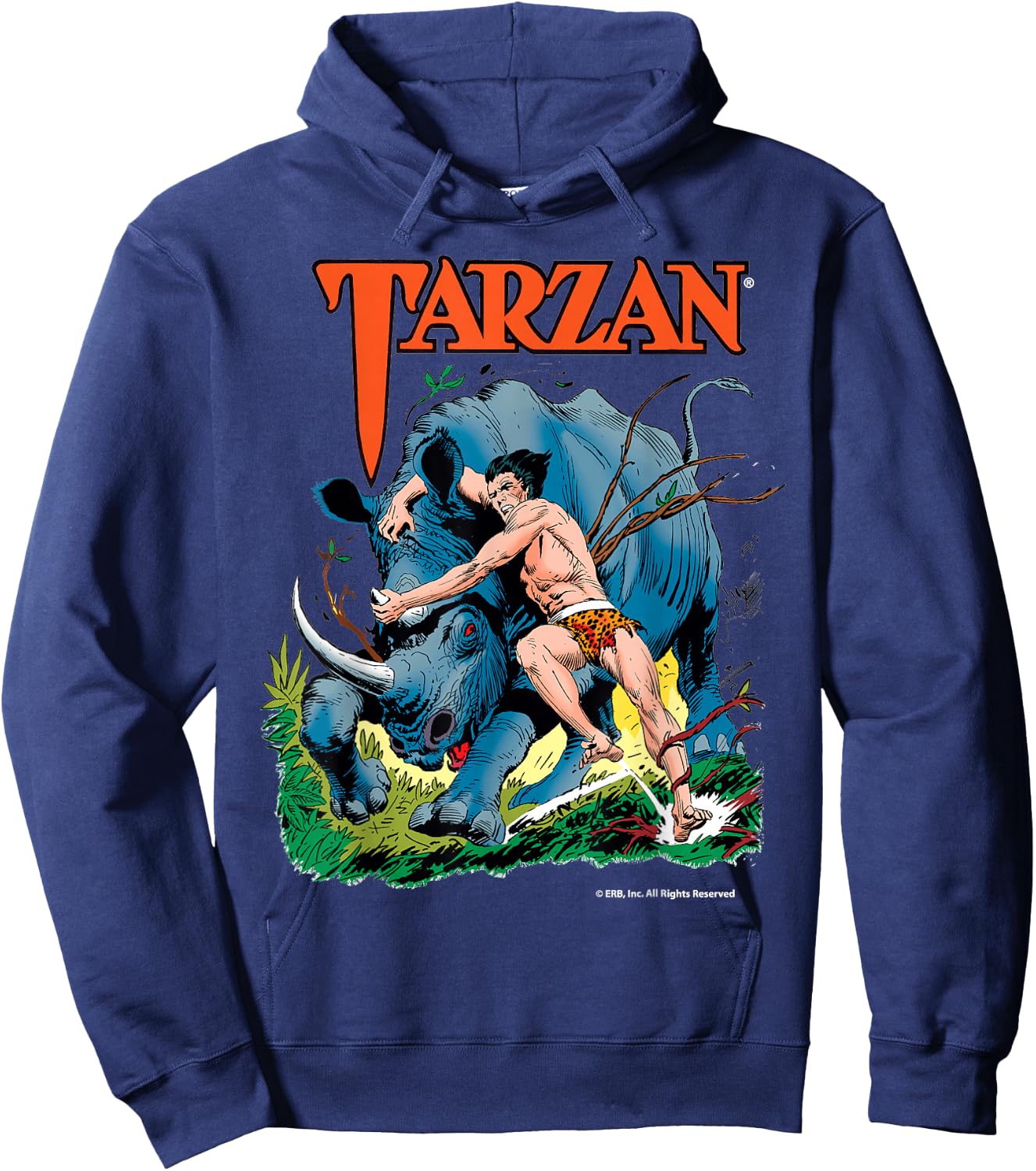 Edgar Rice Burroughs, Inc. Tarzan Adult Black Modern Classic Cartoon Hoodie - Hoodie | Navy
