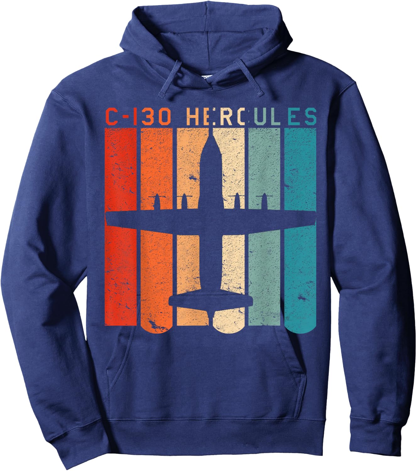 C-130 Hercules Aeroplane Retro Vintage Style Aviation Design Hoodie - Hoodie | Navy