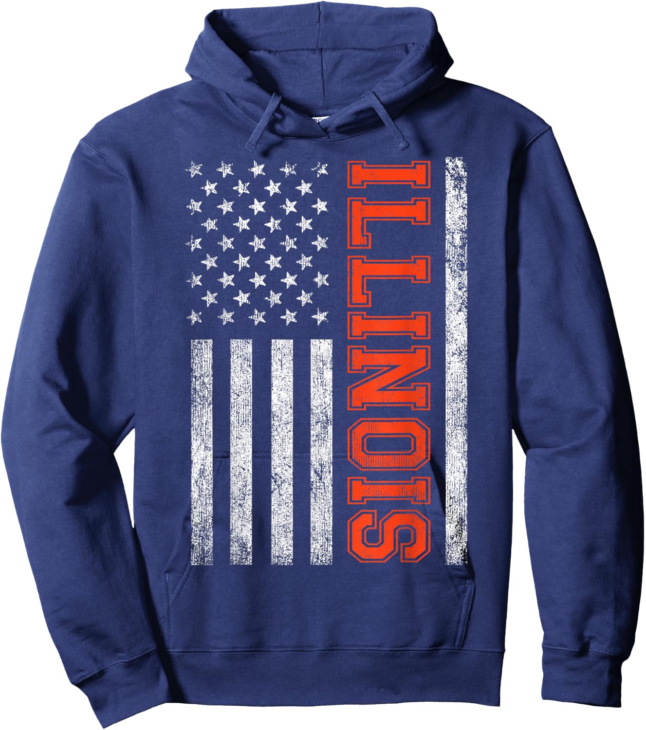 Retro Illinois Vintage Illinois Orange Blue Throwback IL Hoodie - Hoodie | Navy