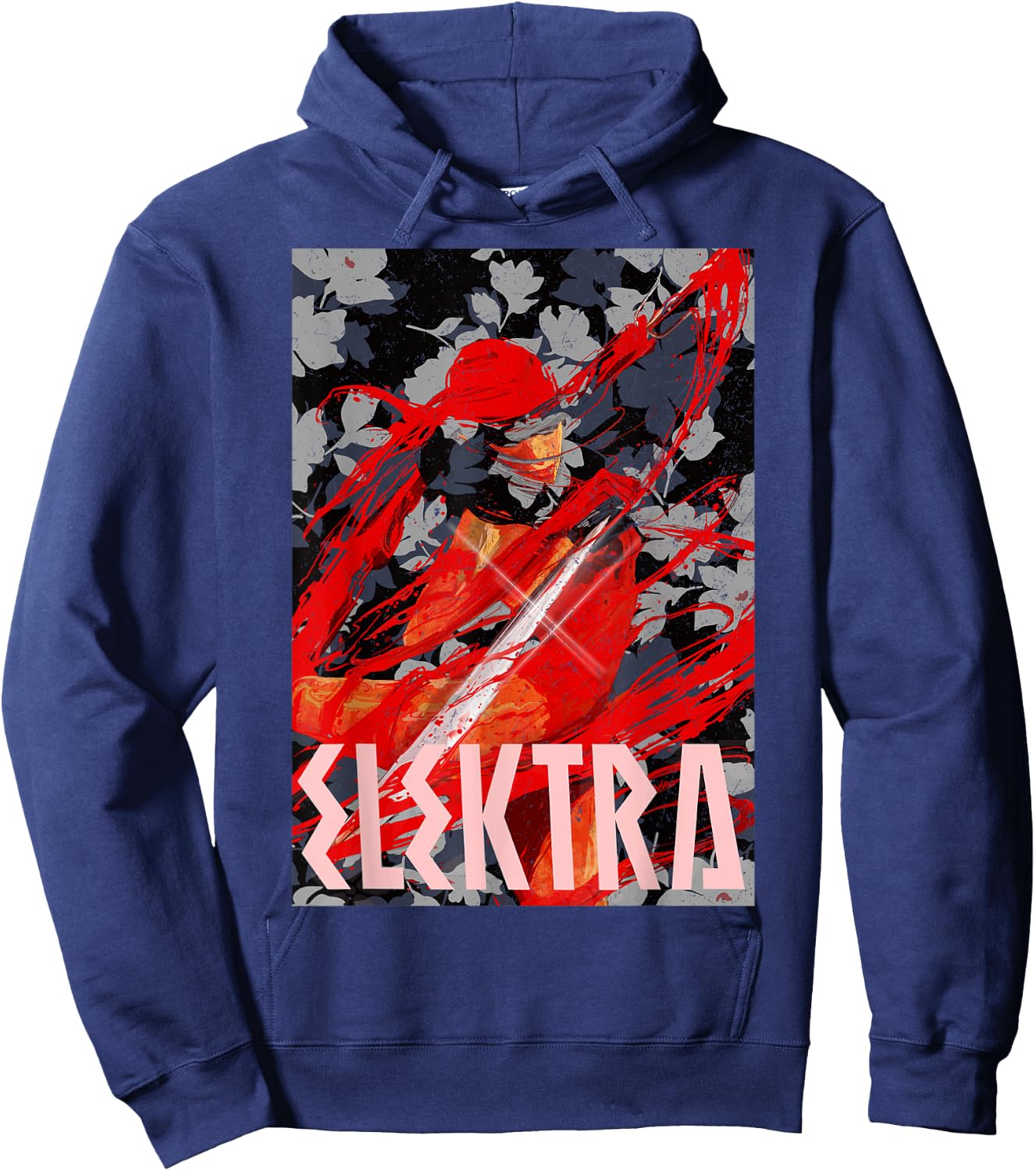 Marvel Elektra The Secret Floral Assassin Graphic Hoodie - Hoodie | Navy