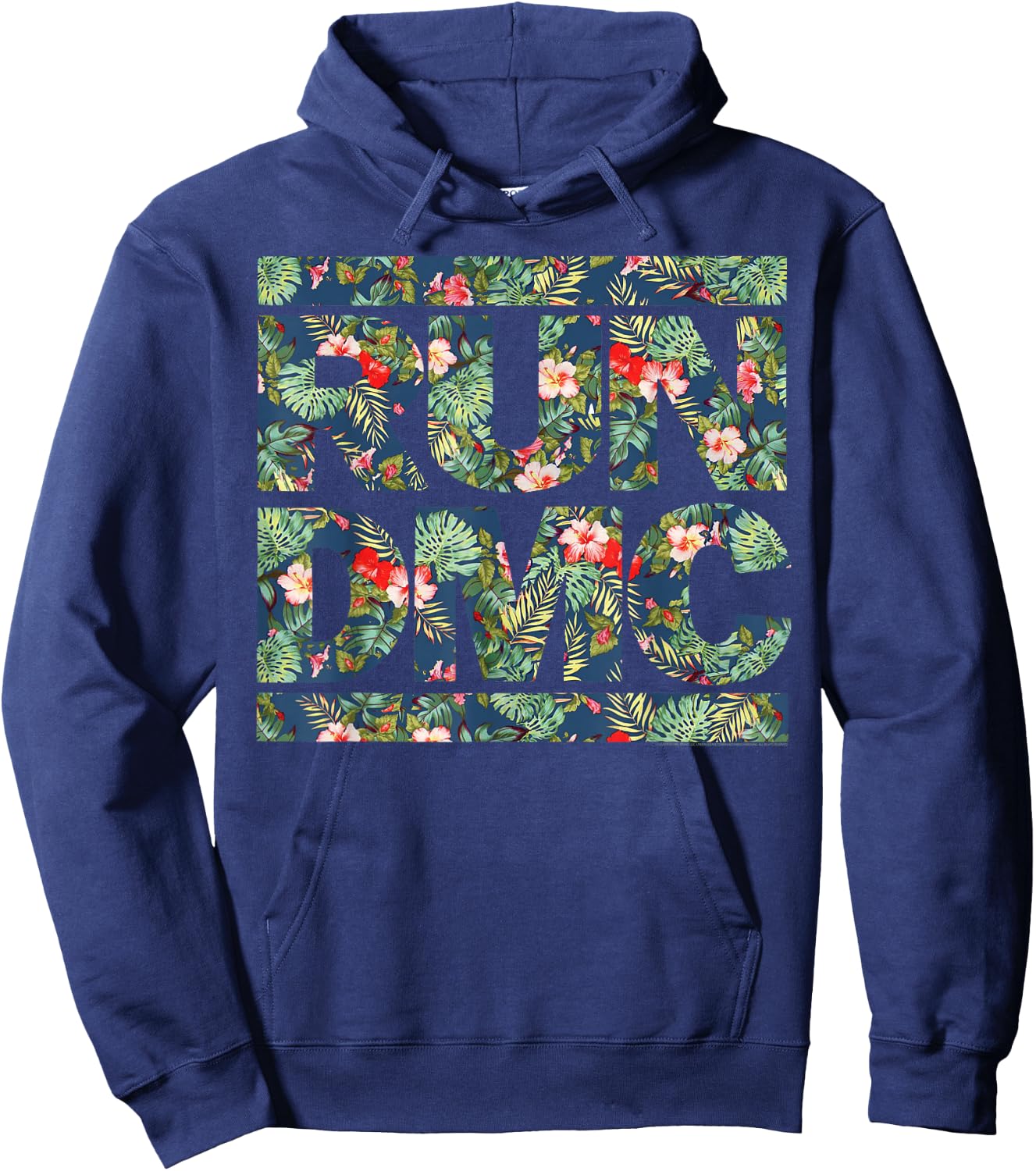 Run DMC Official Floral Blue Logo Hoodie - Hoodie | Navy