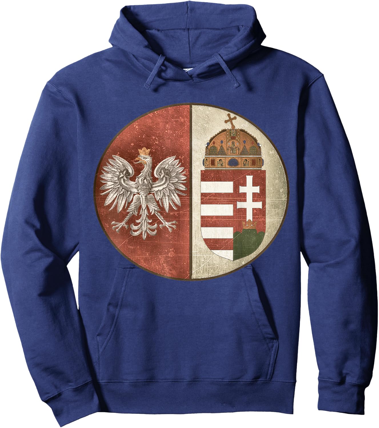 Poland Hungary Heritage Vintage-look Polska Hungarian Hoodie - Hoodie | Navy