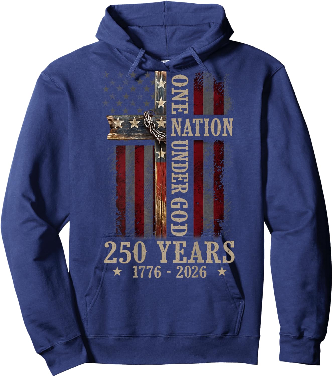 One Nation Under God 250 Years 250th Anniversary (ON Back) Hoodie - Hoodie | Navy