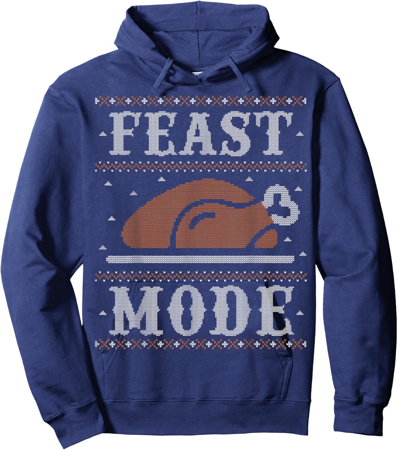 Funny Ugly Thanksgiving Sweater Shirt Feast Mode Hoodie - Hoodie | Navy
