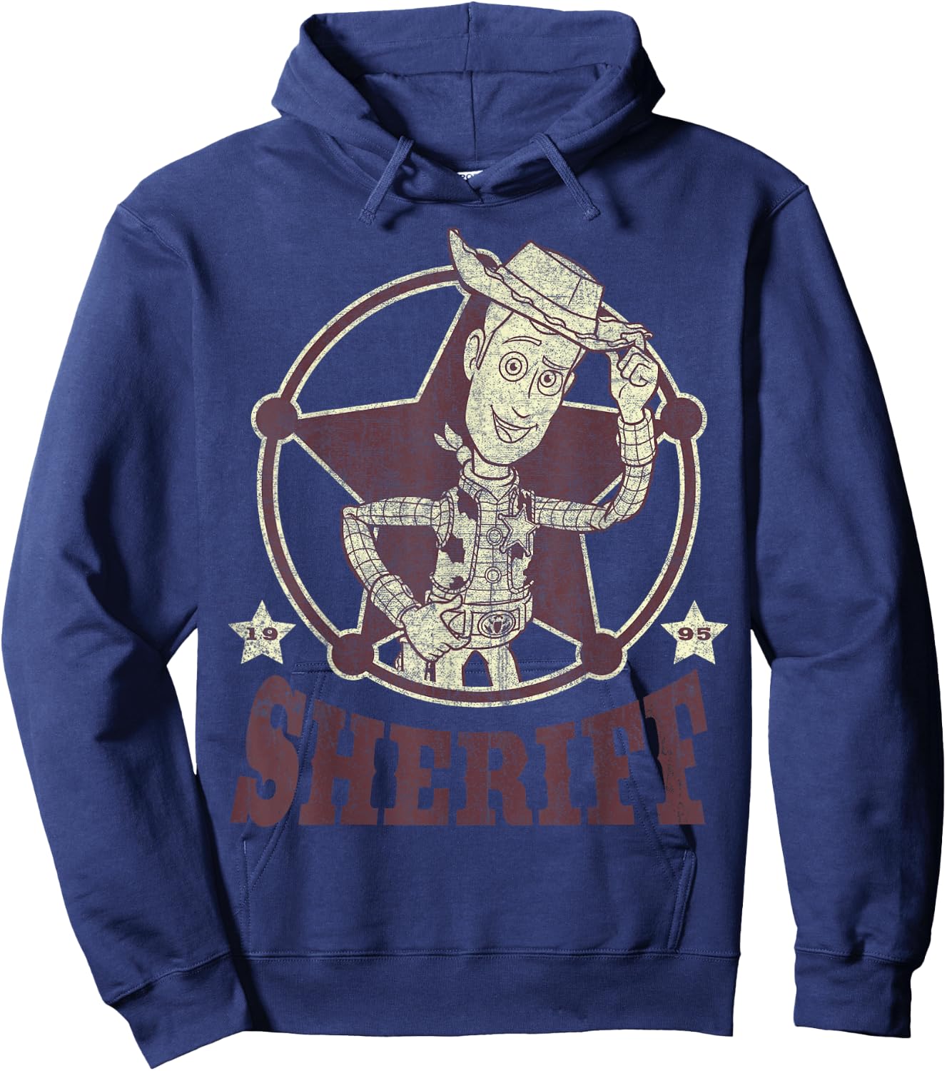 Disney Pixar Toy Story Vintage Retro Woody Sheriff Badge Hoodie - Hoodie | Navy