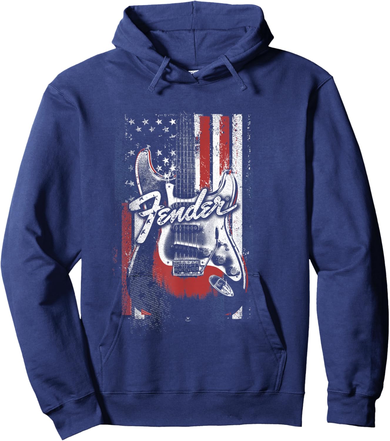 Fender 4th Of July Red White & Rock Vintage Poster Hoodie - Hoodie | Navy