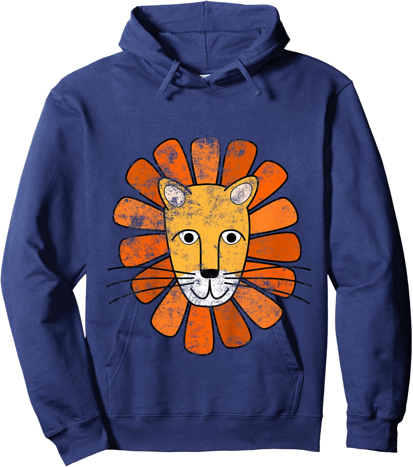 Lion Face . Boys / Girls Cartoon Lion Hoodie - Hoodie | Navy