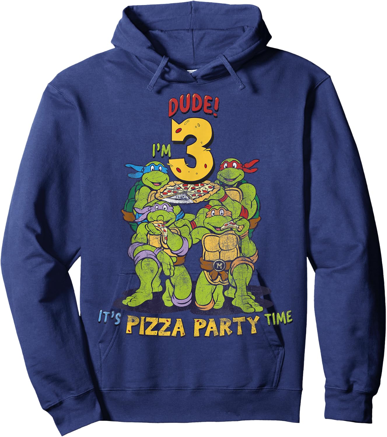 Teenage Mutant Ninja Turtles I'm 3 Dude Pizza Birthday Party Hoodie - Hoodie | Navy