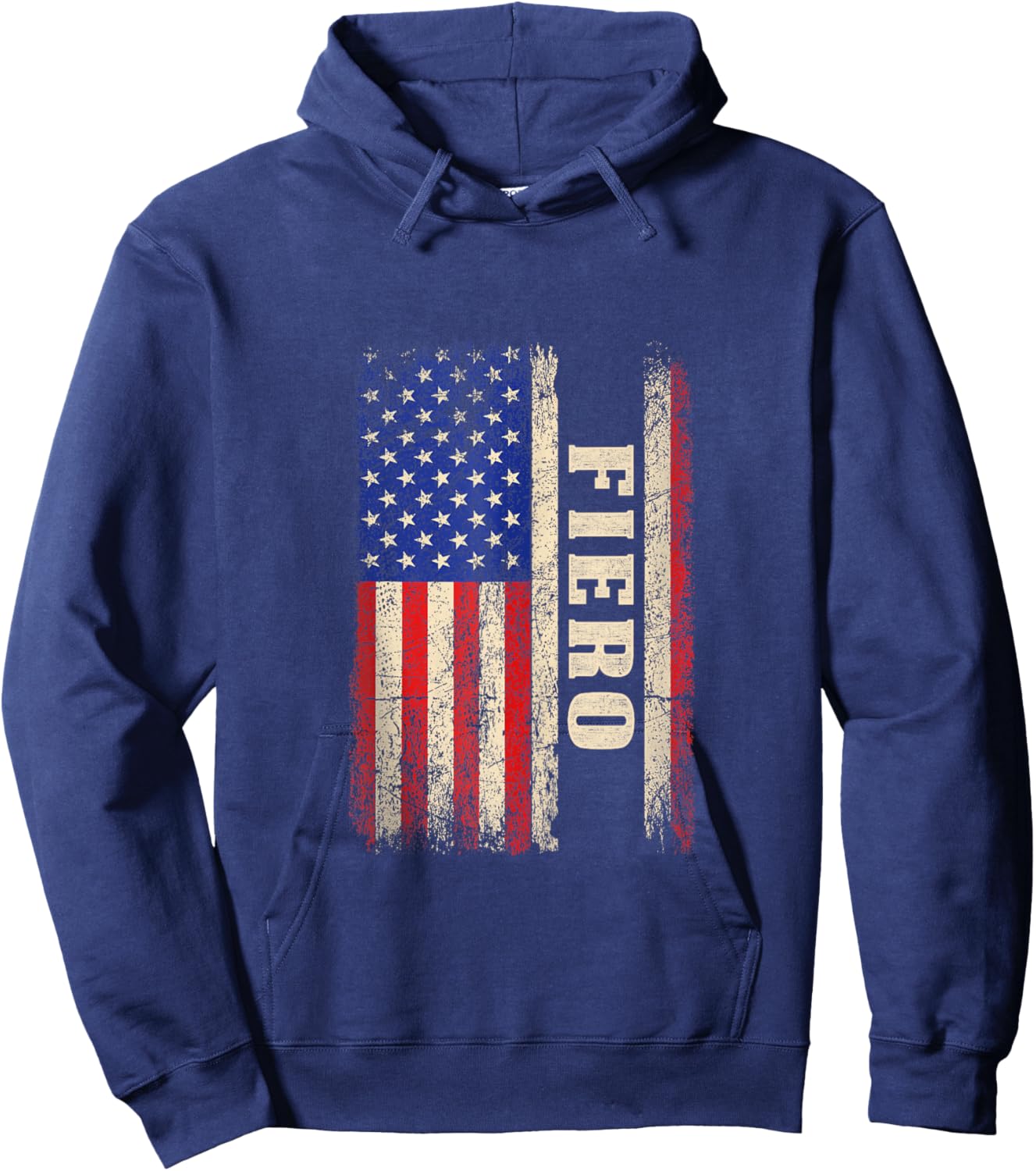 Fiero Last Name Shirt Fiero Name American Flag Hoodie - Hoodie | Navy